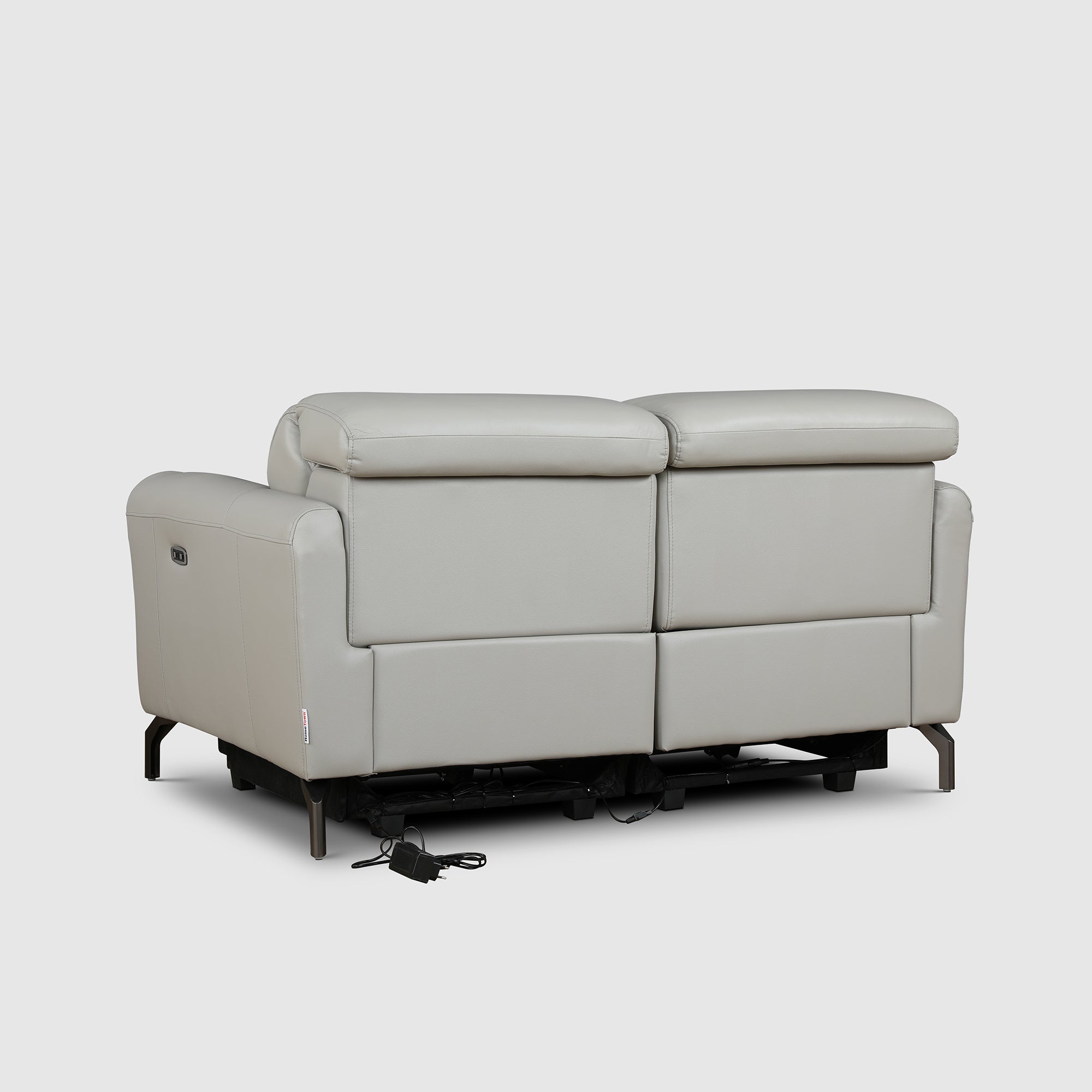 Emilia Half Leather Two Seater Electric Recliner in Light Grey Colour
