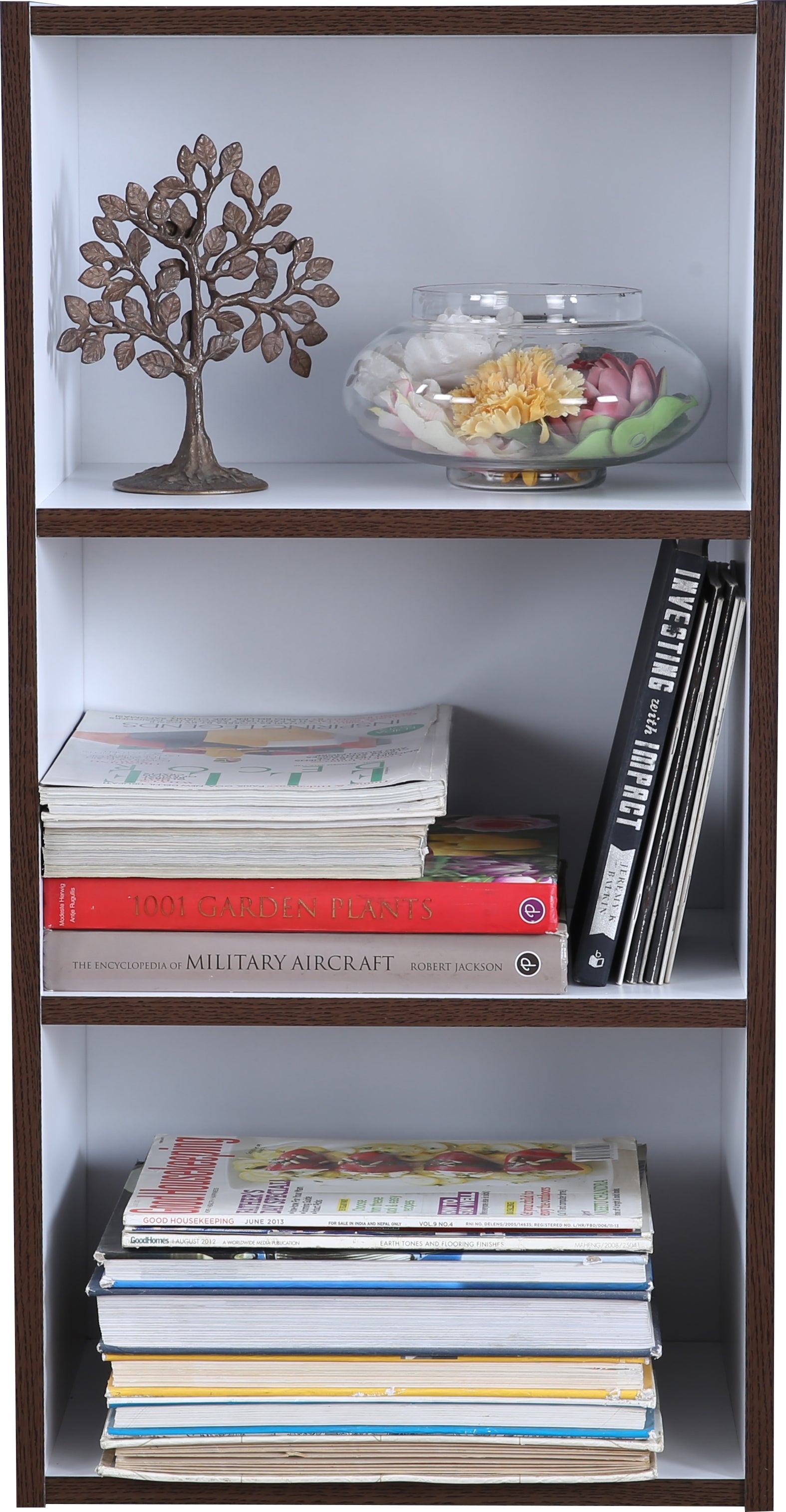 Mezzola Engineered Wood 3 Tier Bookshelf Small in Wenge Colour