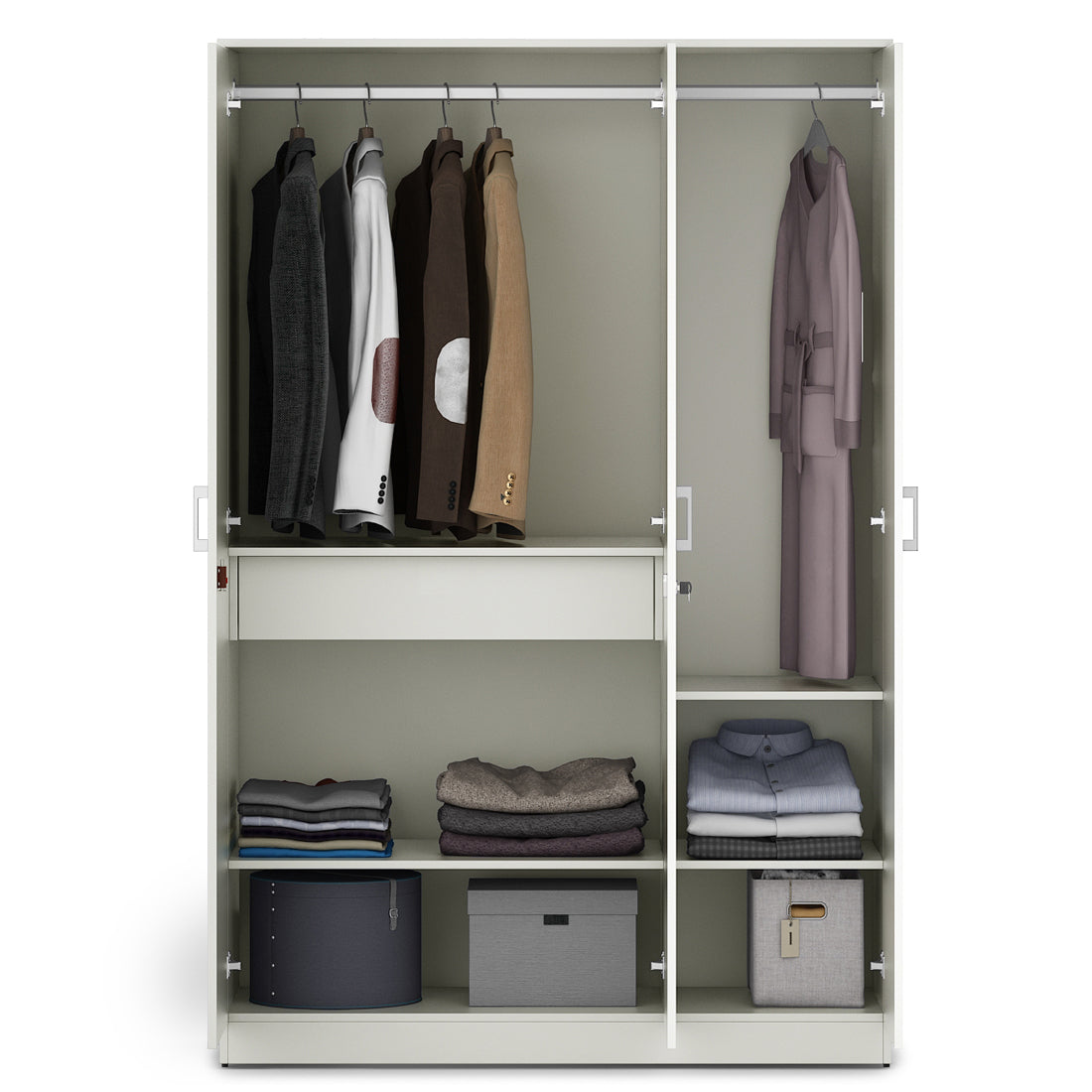 Prime Three Door Wardrobe in White Colour