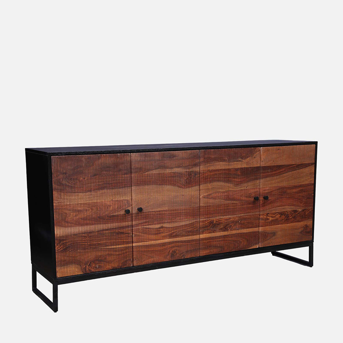 Sven Sheesham Wood(Rosewood) Sideboard in Natural Sheesham & Black Colour