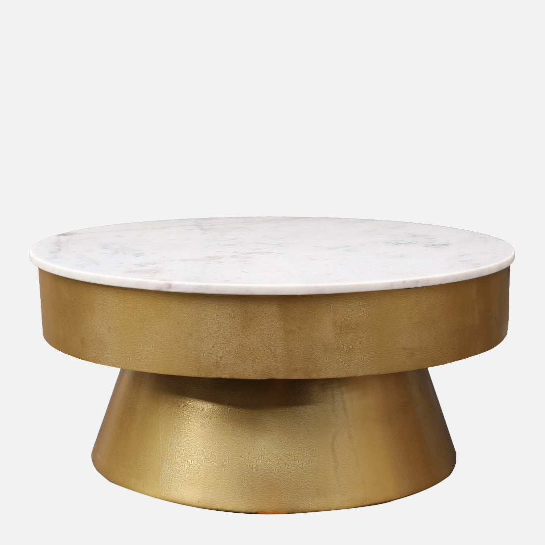 Joanna Marble & Iron Center Table in White & Gold Colour