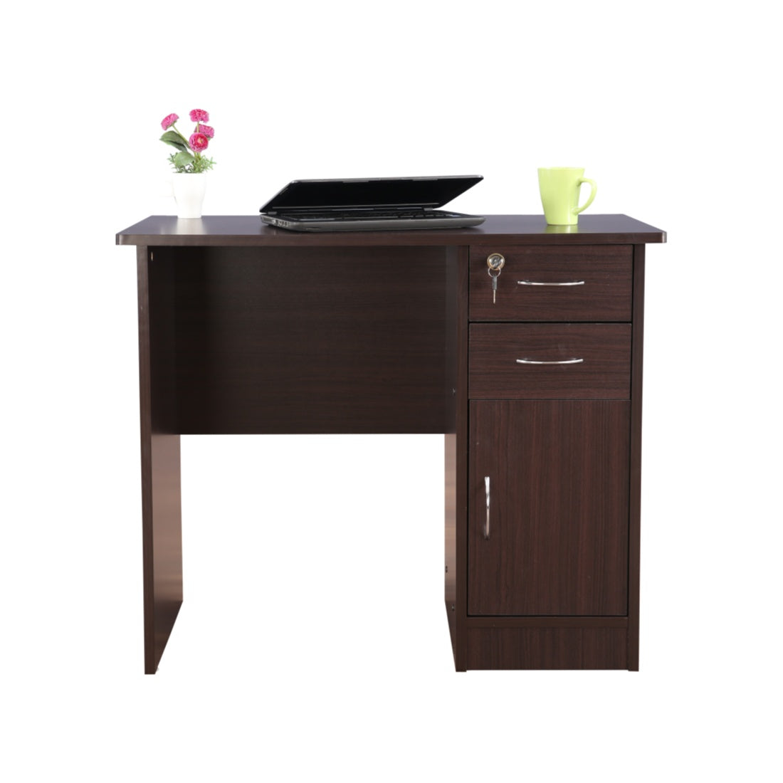 Simply Engineered Wood Study Table with 3 Drawer in Walnut Colour