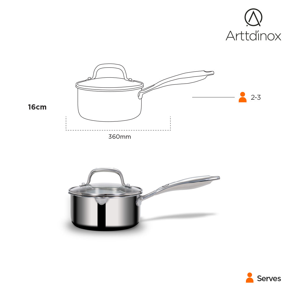 Stellar Triply Saucepan 16cm with Glass Lid