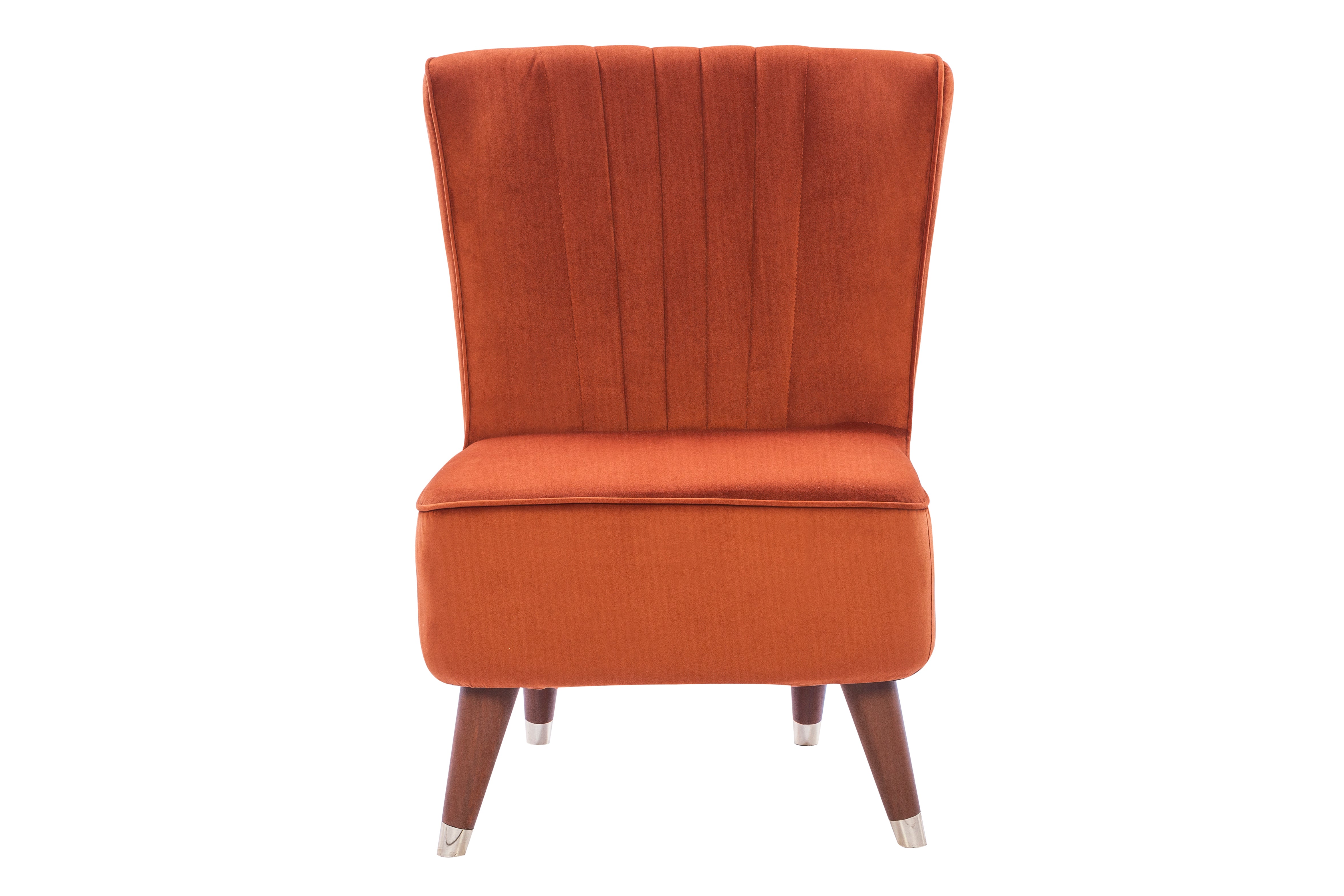 Jane Velvet Accent Chair in Rust Colour