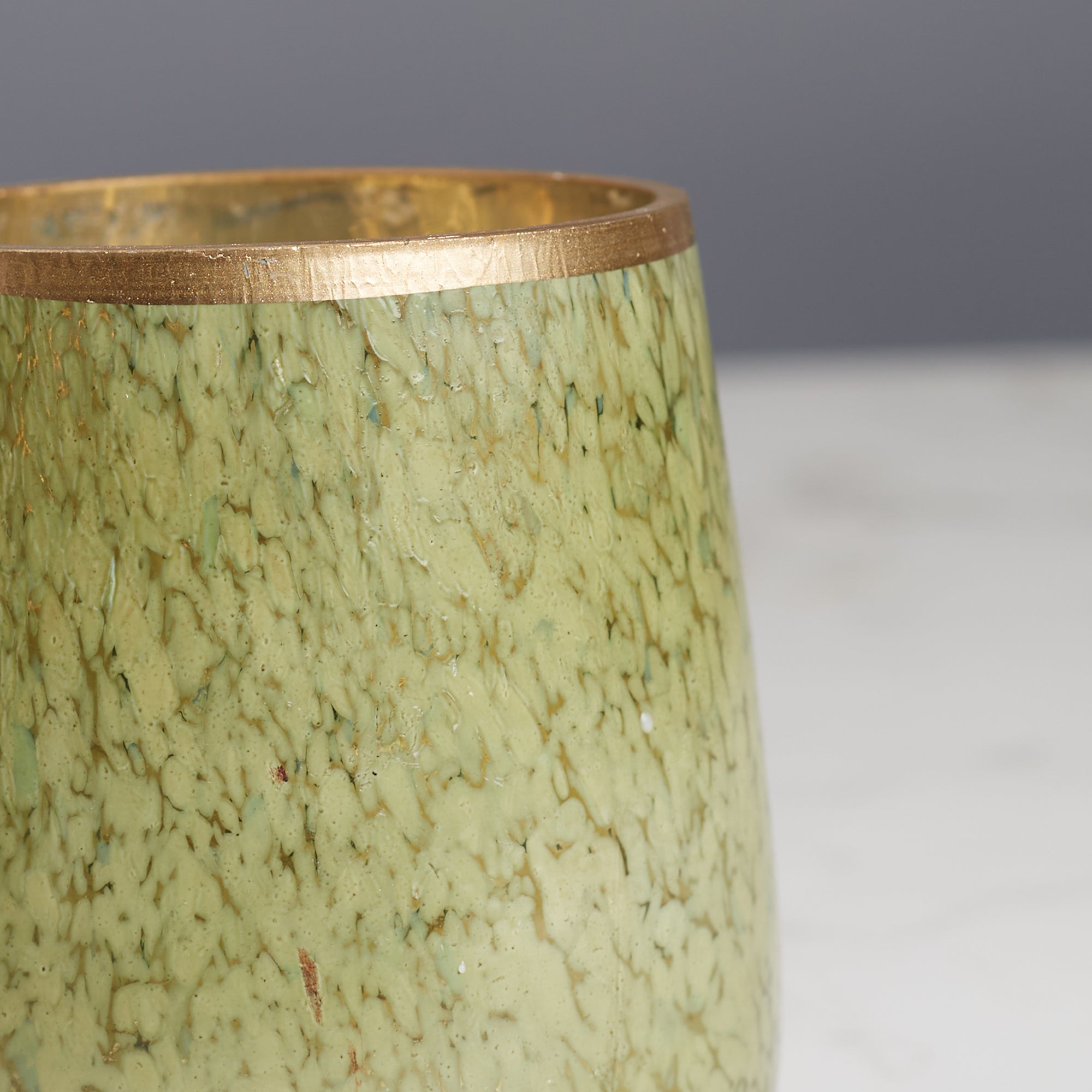Phiona Glass Textured Handcrafted Votive 9 Cm in Olive Colour