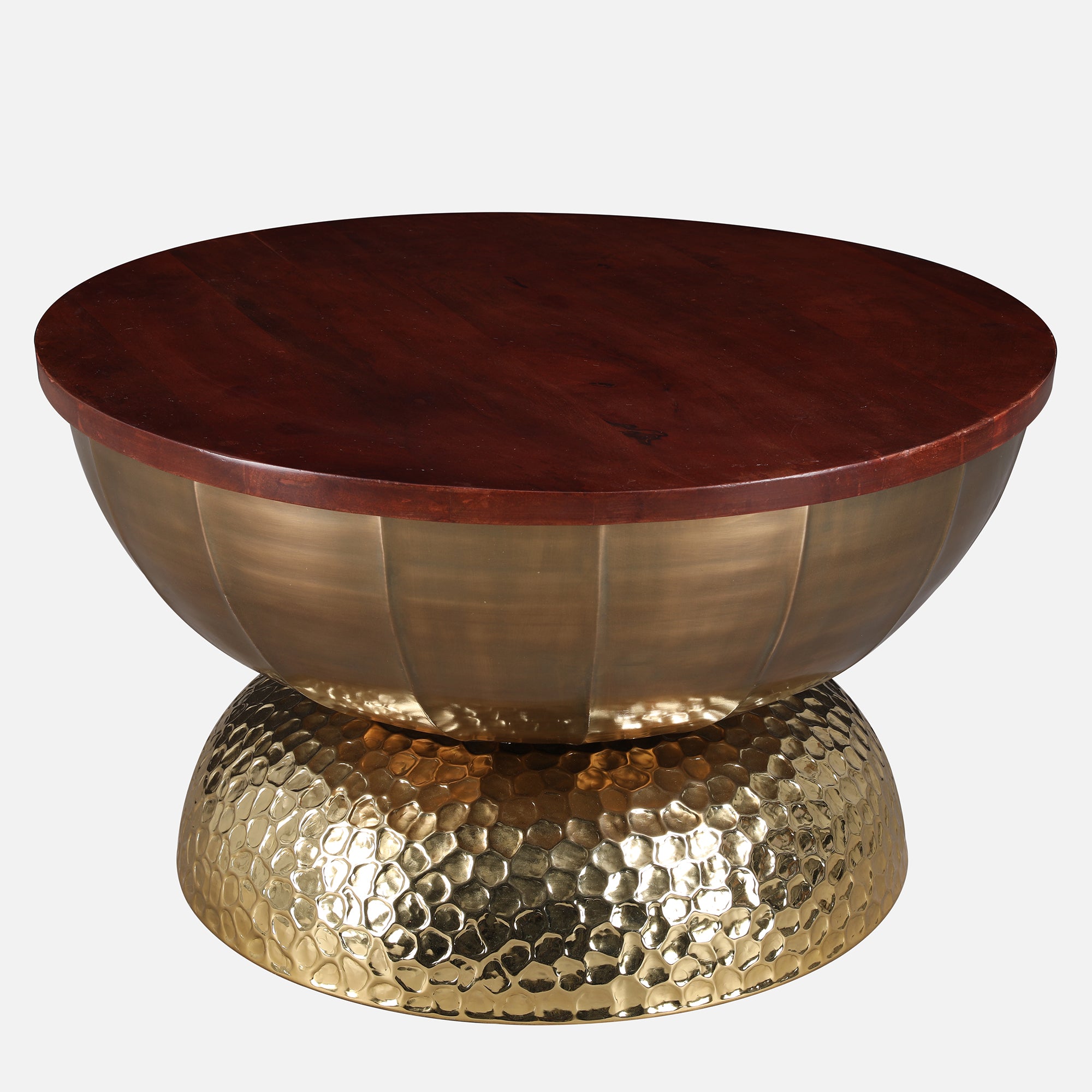 Mirbah Wood & Iron Center Table in Brown & Gold Colour