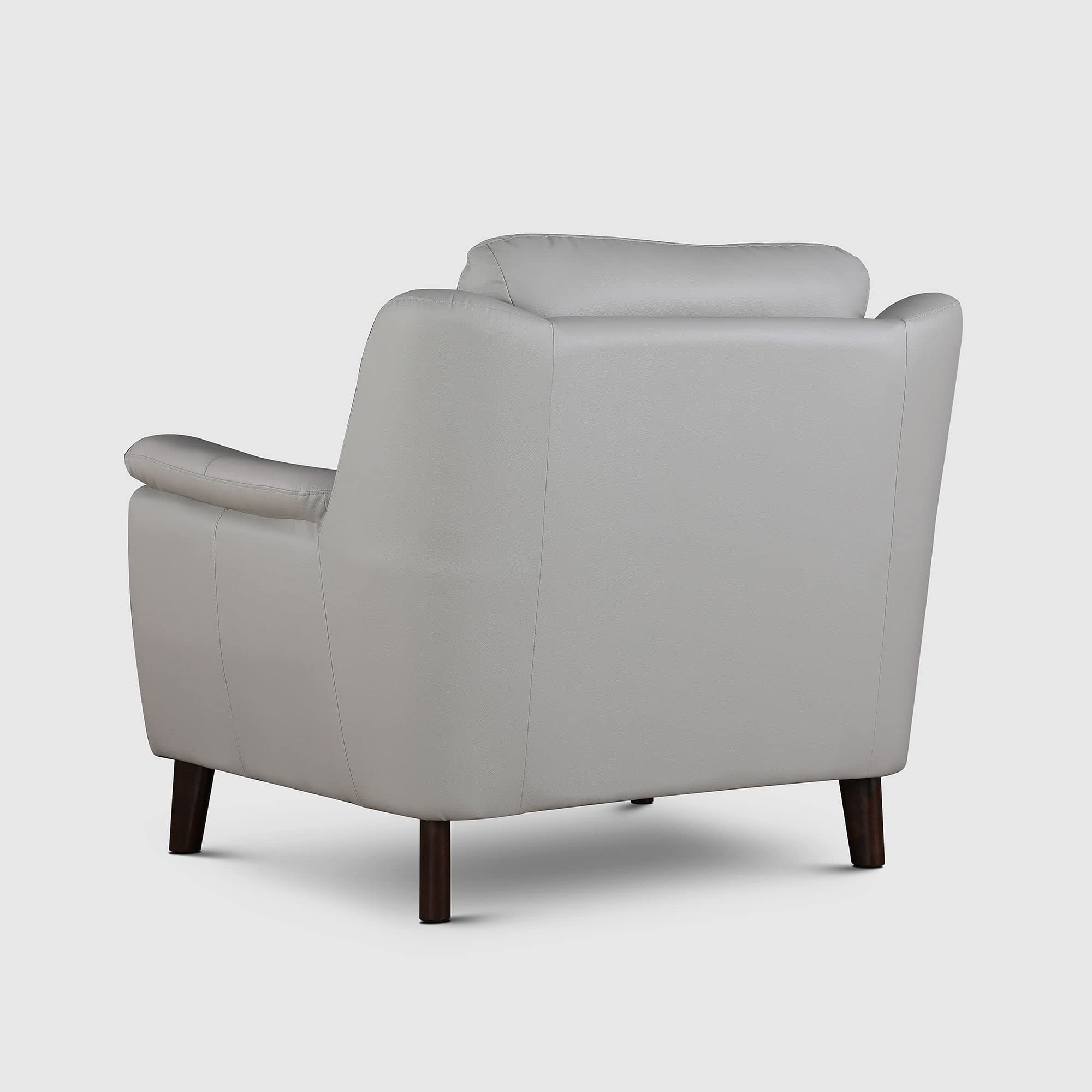 Alexa Half Leather Single Seater Sofa in Light Grey Colour