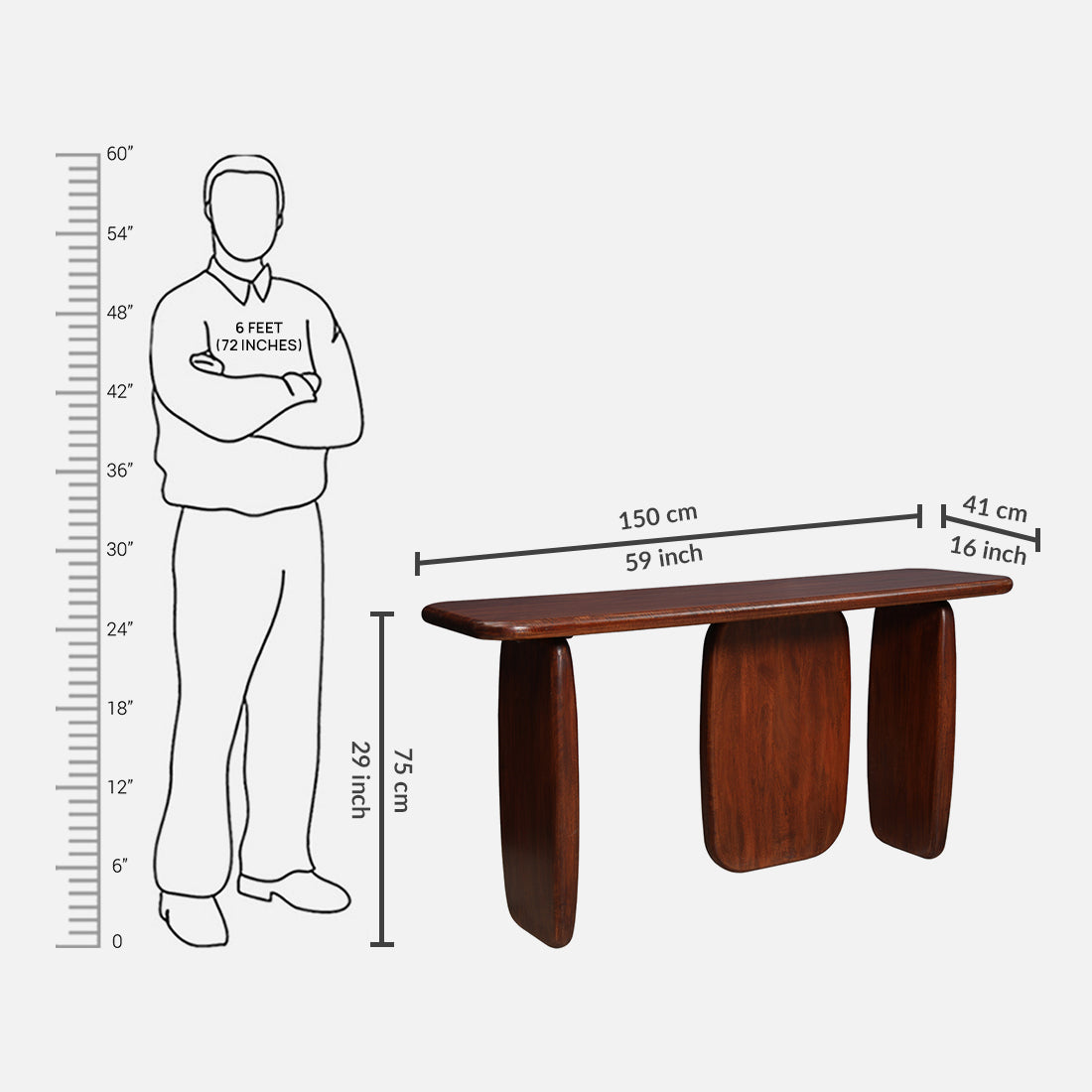 Cressida Solidwood Center Table in Walnut Colour