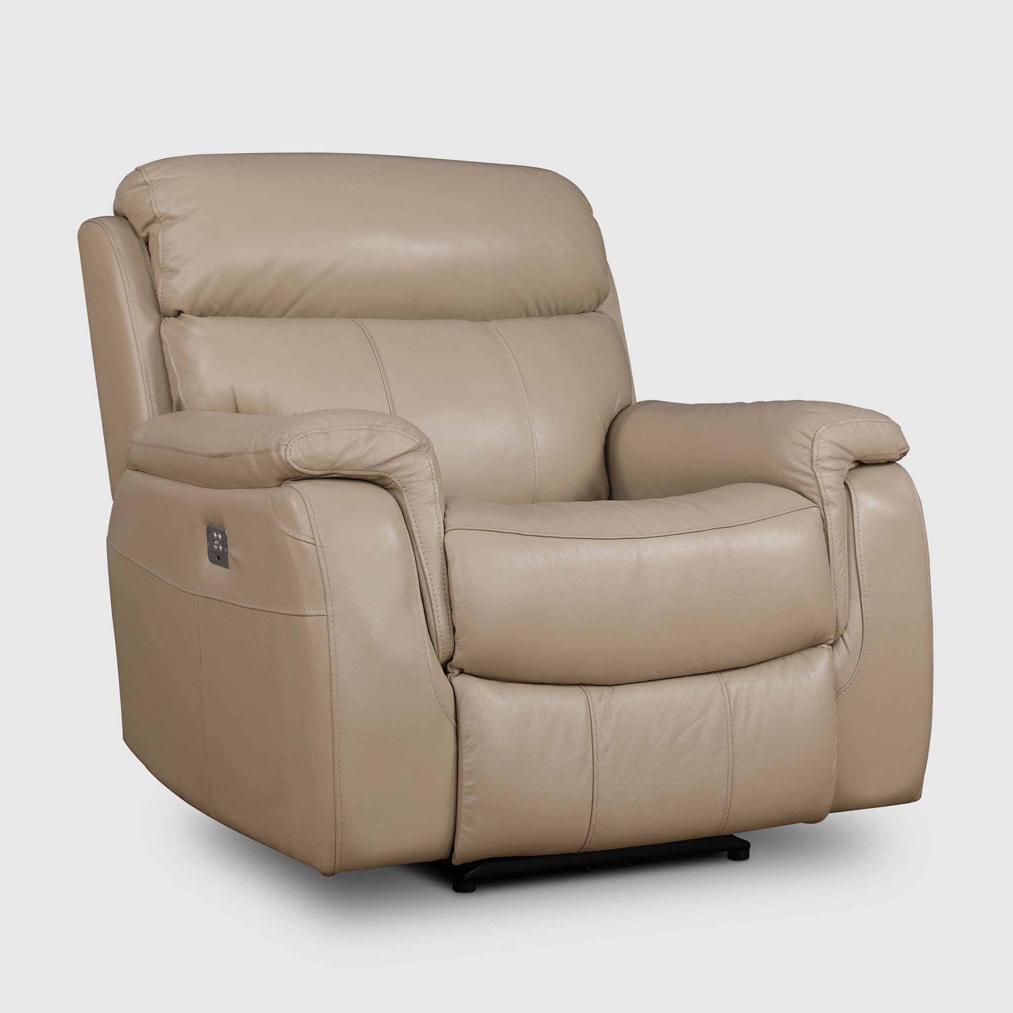 Plush Leather Single Seater Electric Recliner in Beige Colour