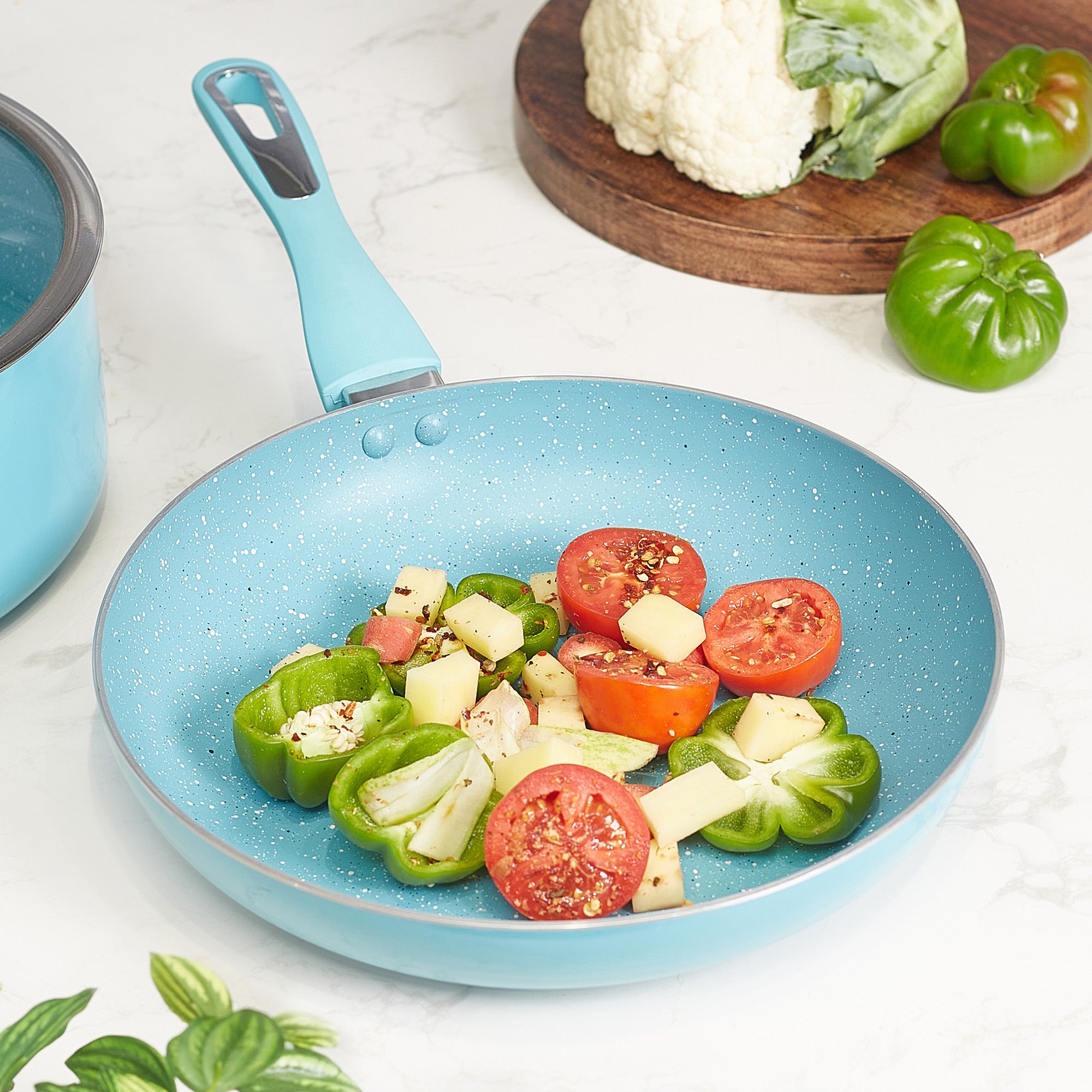 MasterCook+ 100% Virgin Aluminium Non-Stick Fry Pan 24cm in Teal Colour