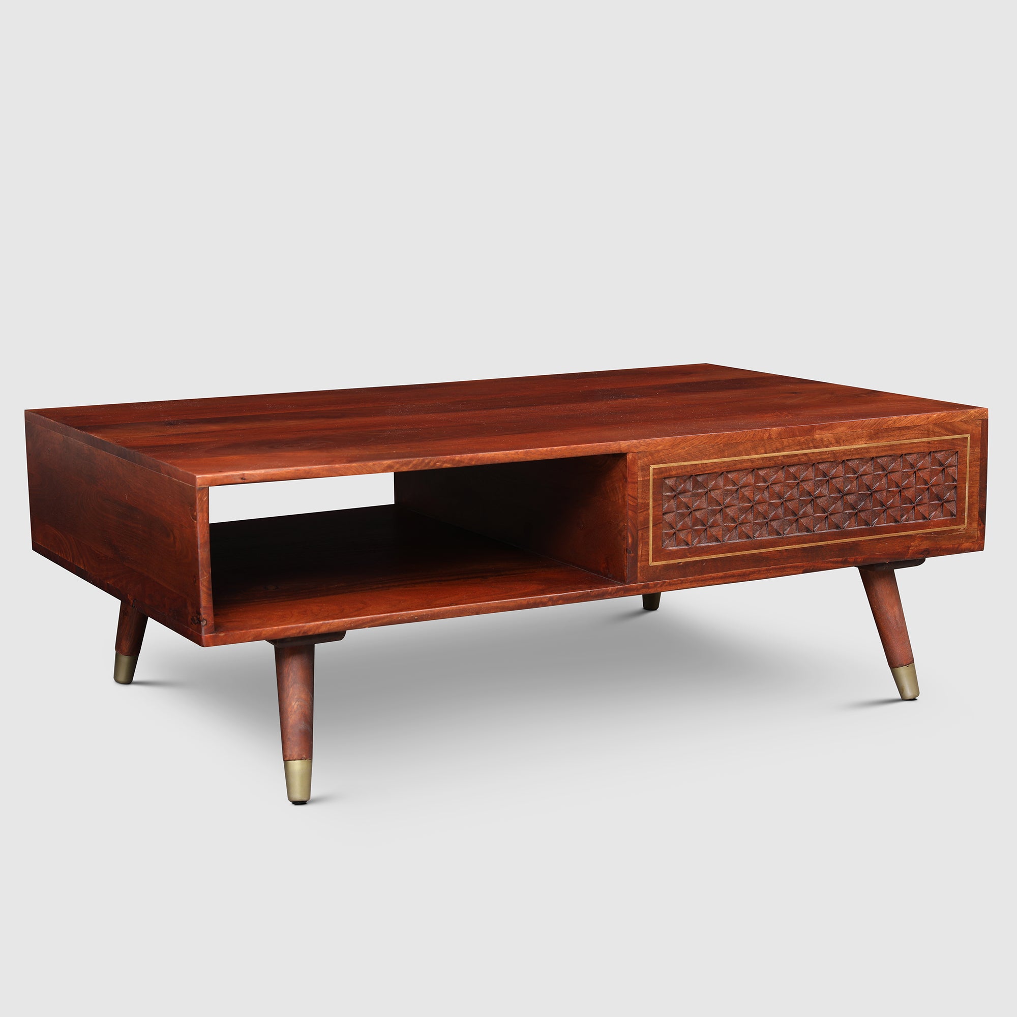 Phoolkari Center Table in Honey Finish Colour