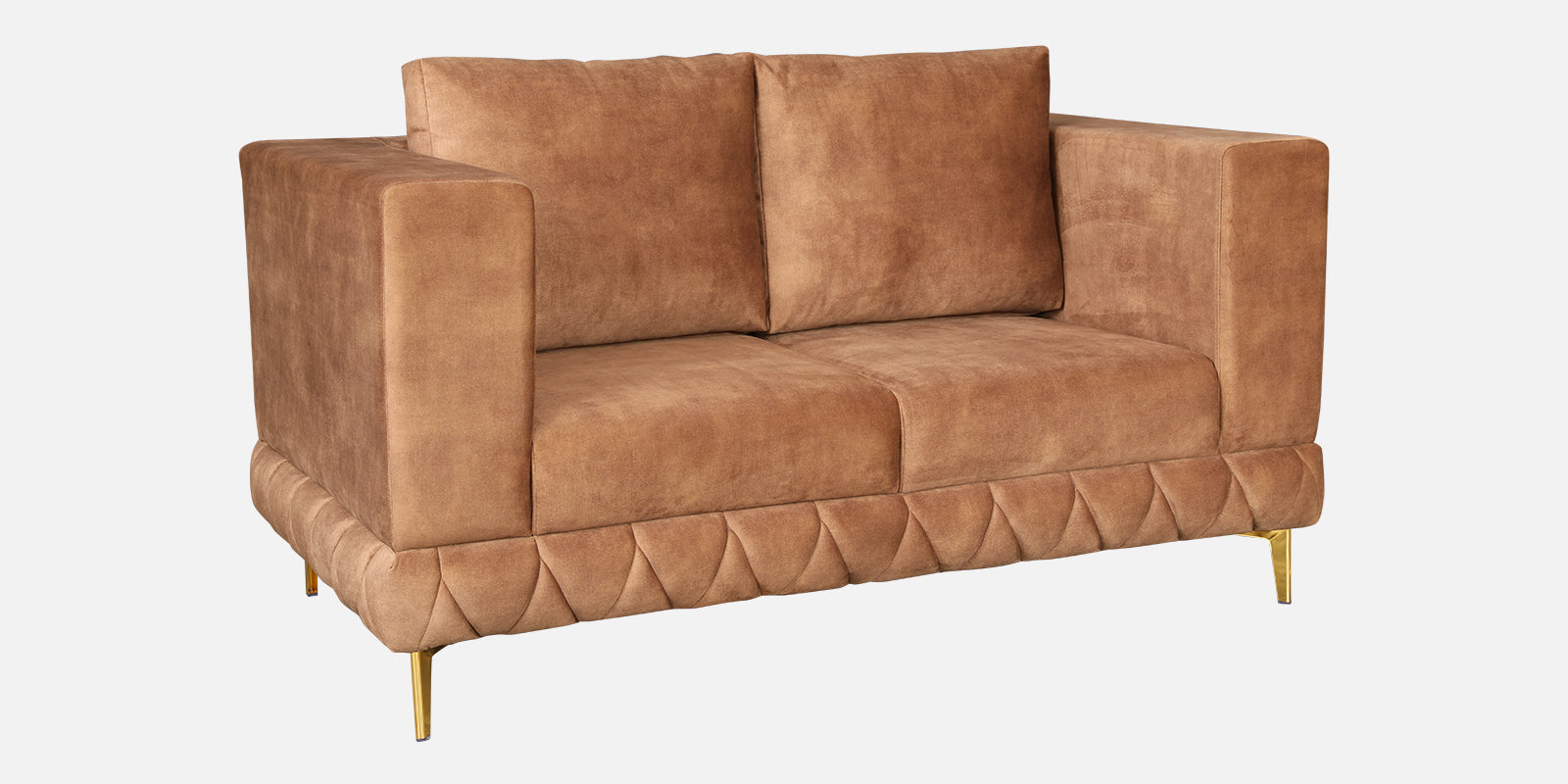 Plume Velvet Fabric Two Seater Sofa in Brown Colour