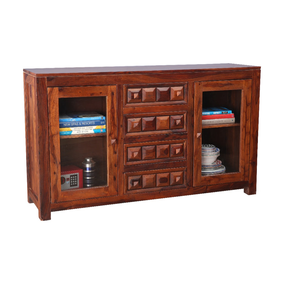 Woodrow Sheesham Wood(Rosewood) Storage Sideboard in Honey Colour