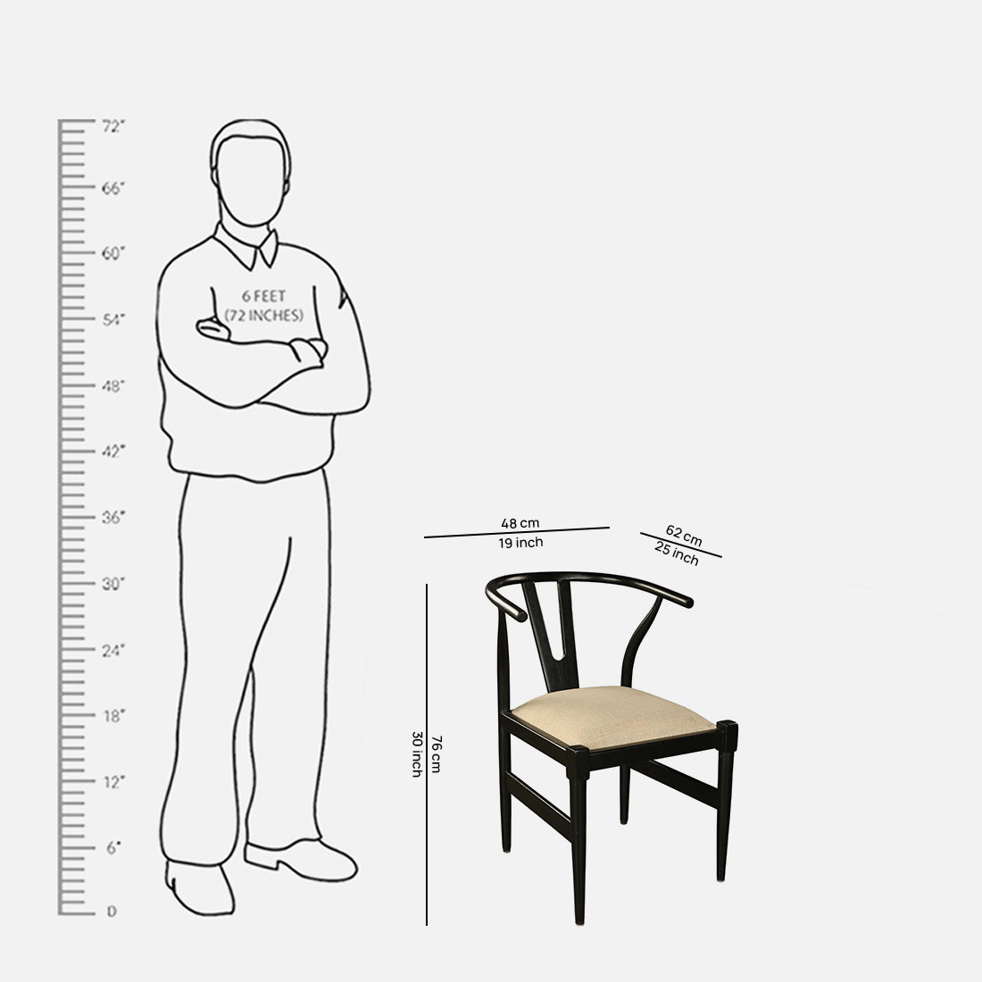 Kira Solidwood Wishbone Chair in Walnut Colour