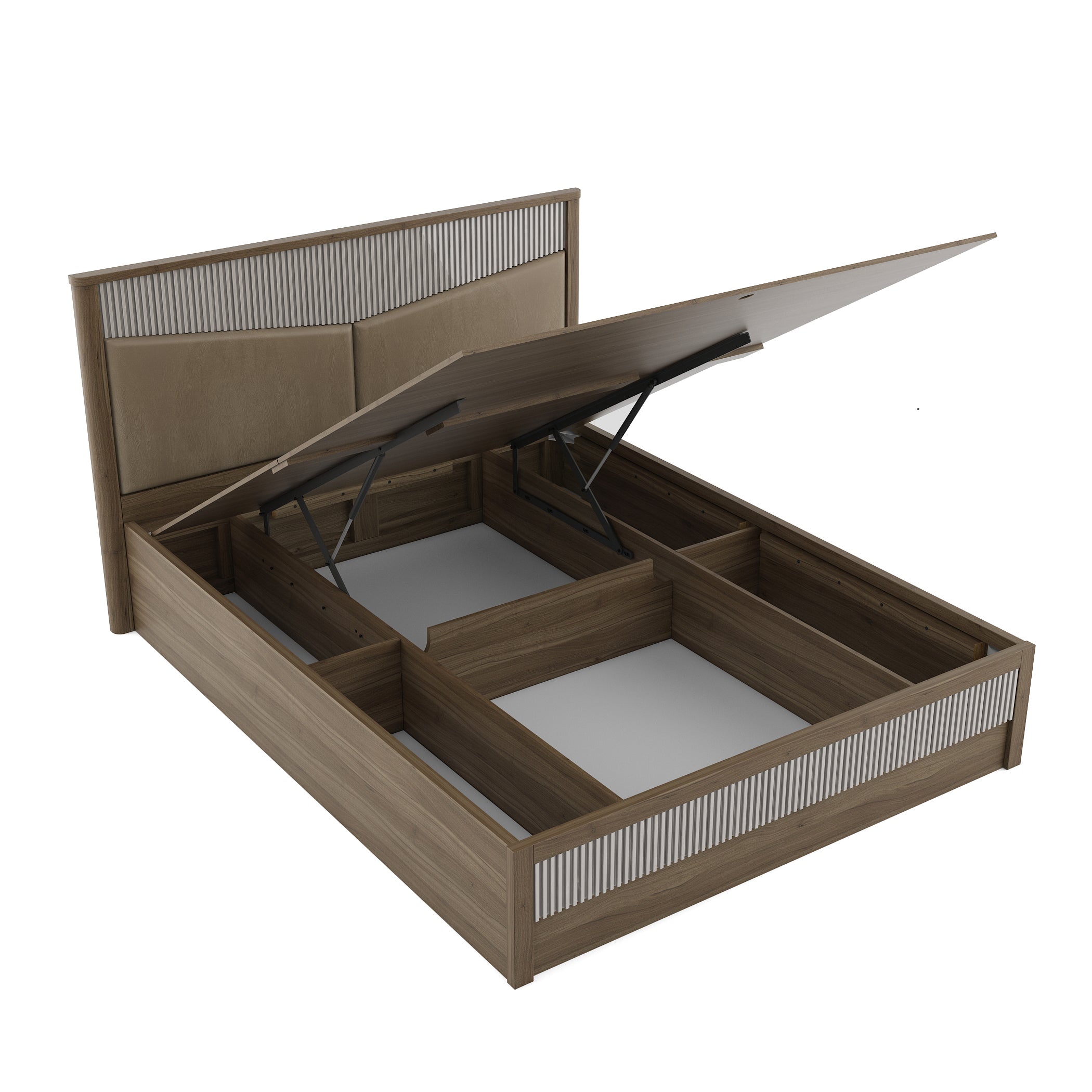 Cascade  Queen Bed With Hydraulic storage in Lyon walnut Colour