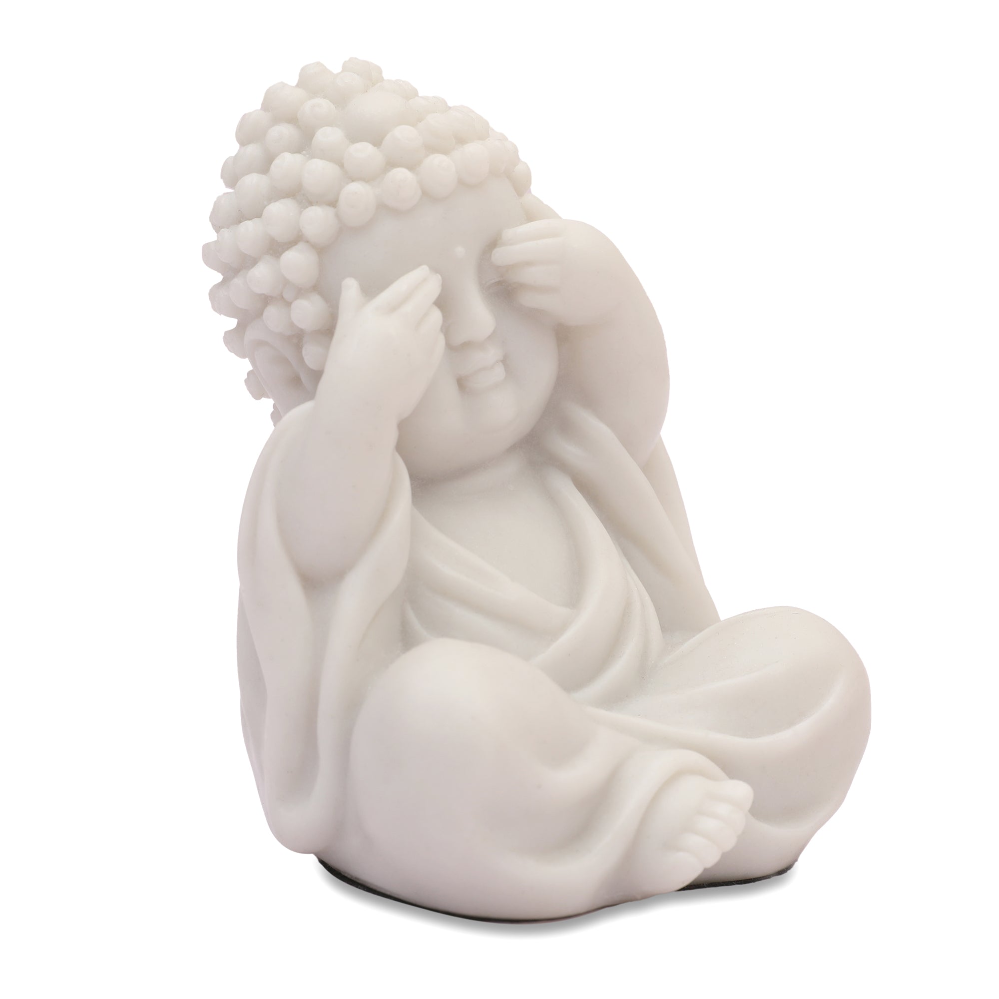 NAQSH SET OF 3PIECE MONK, POLYRESIN HAND FINISHED FIGURINE WHITE BY LIVNG ESSENCE