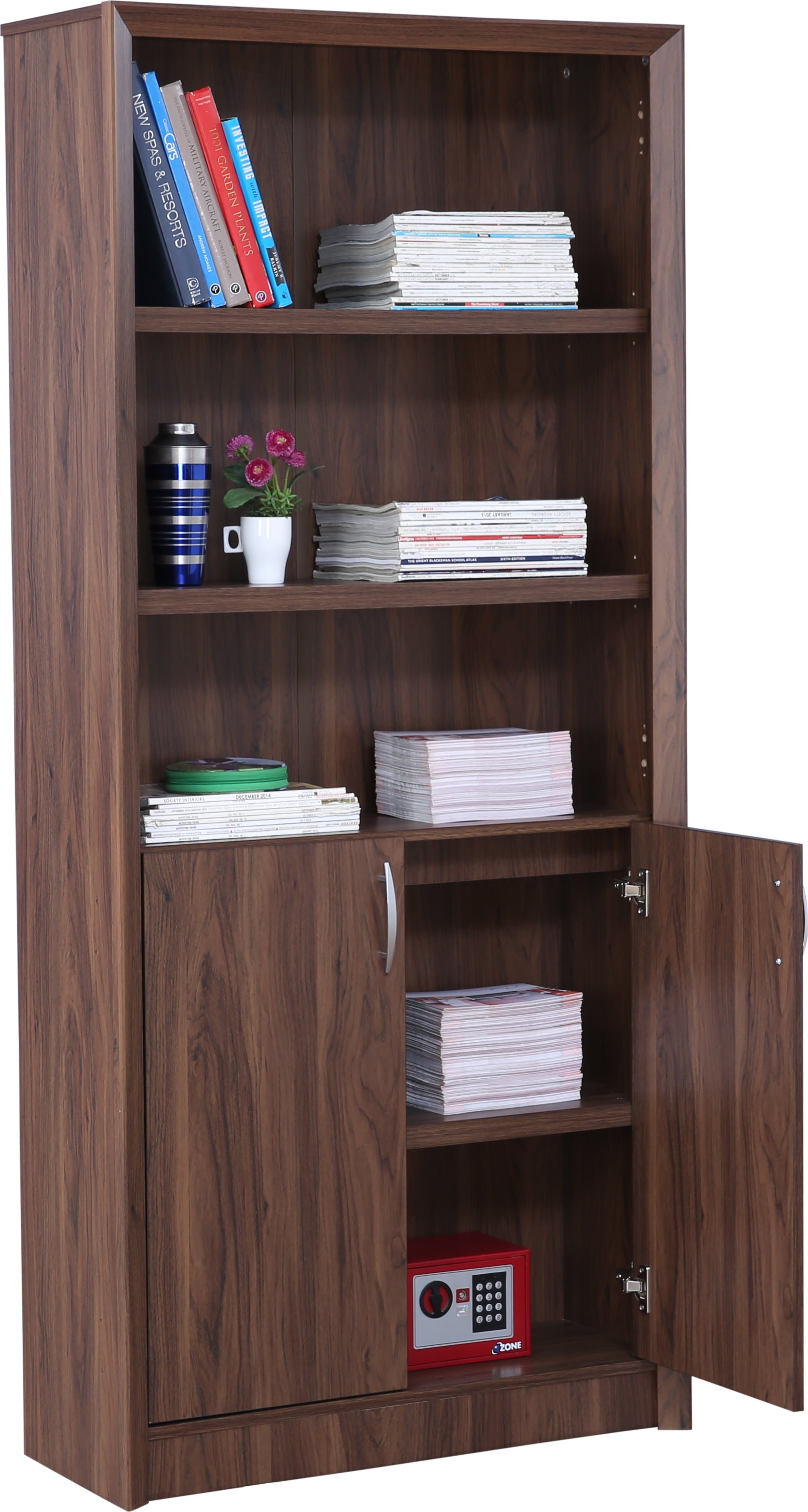 Stark Engineered Wood Open Book Case in Walnut Colour