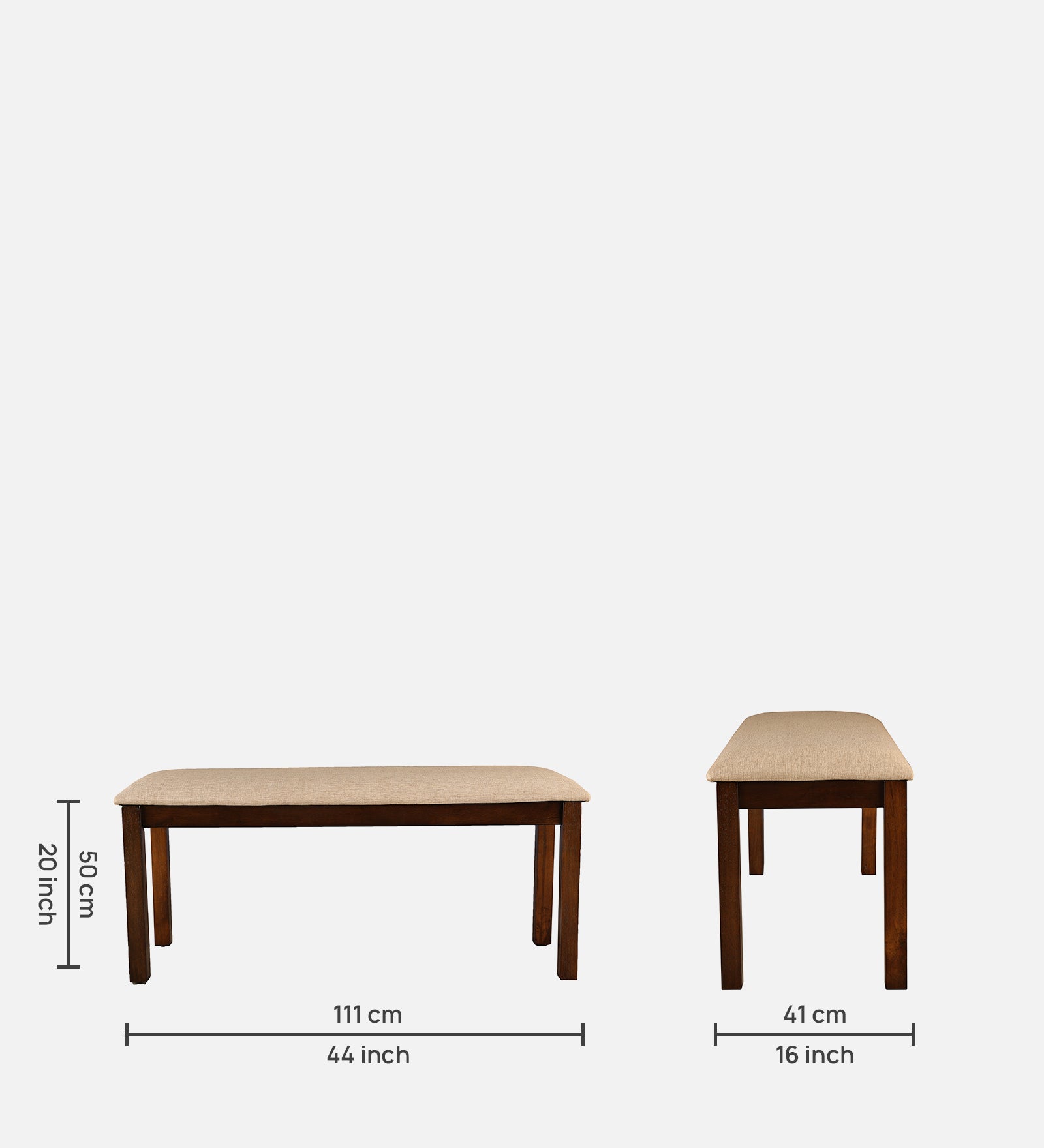 Shore Rubber Wood Dining Bench in Rio Brown Colour