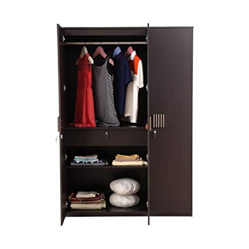 Tiago Engineered Wood Three Door Wardrobe in Wenge Colour
