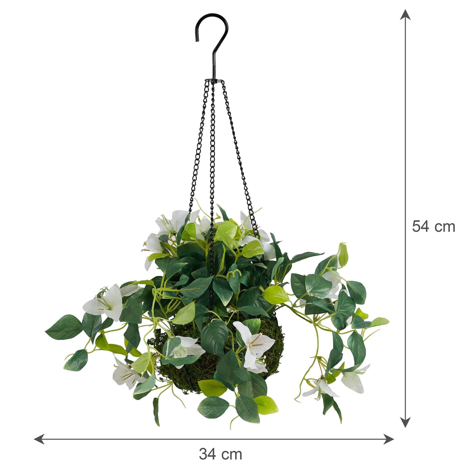 Ilana Faux Hanging Bougainvillea With Pot 54 Cm in White Colour