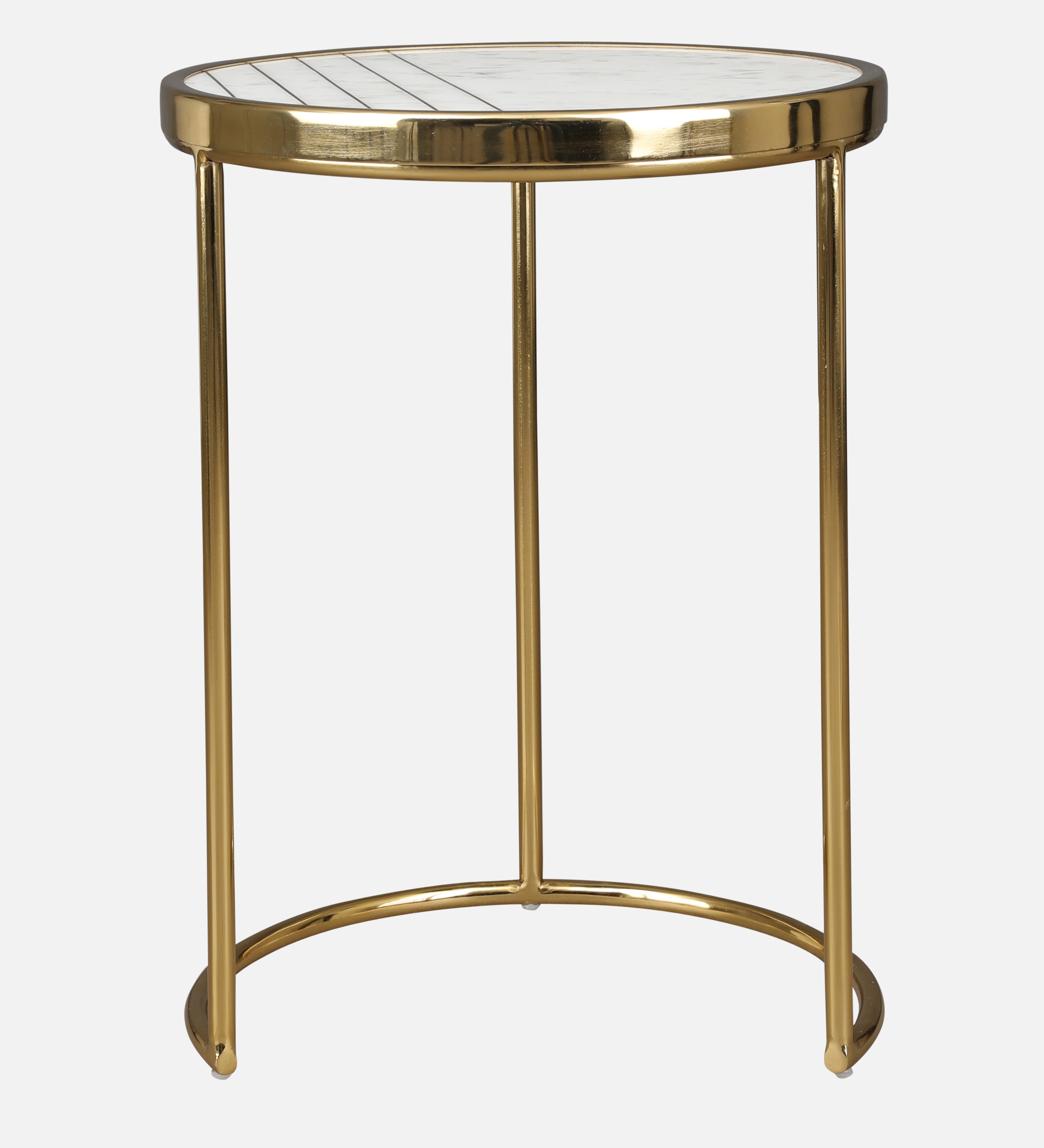 Netanya Metal Table in Gold & White Colour