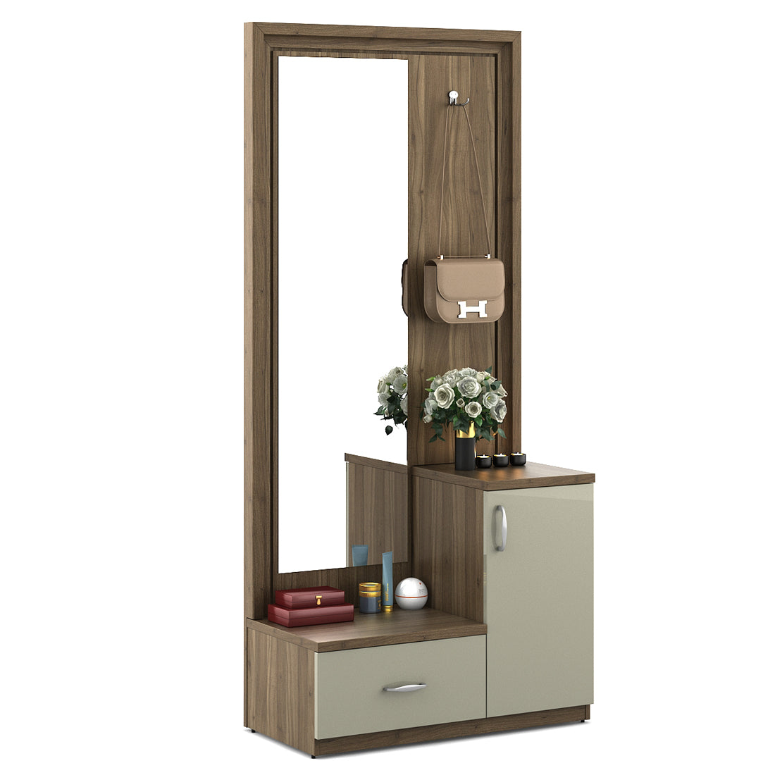 Petra Dresser With Mirror in Walnut Colour