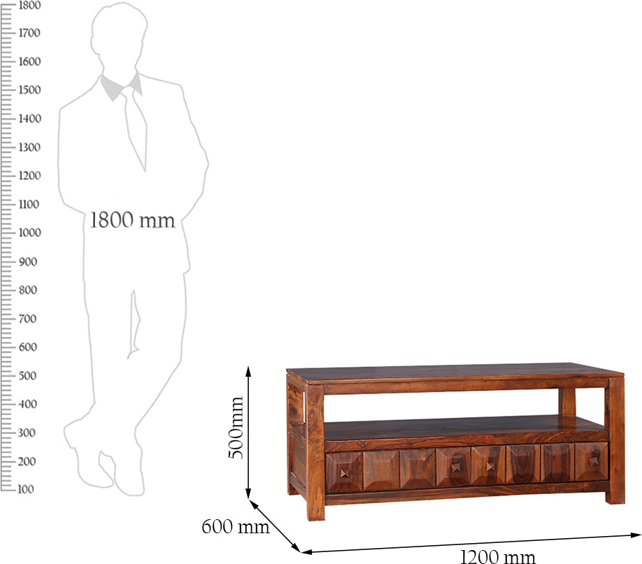 Woodrow Sheesham Wood(Rosewood) Center Table in Honey Colour