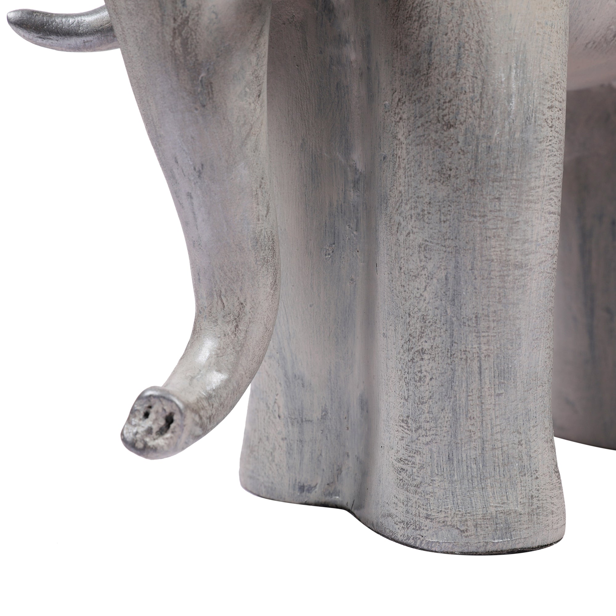 Stella Silver Pearl Finish Polyresin Elephant Table D&eacute;cor