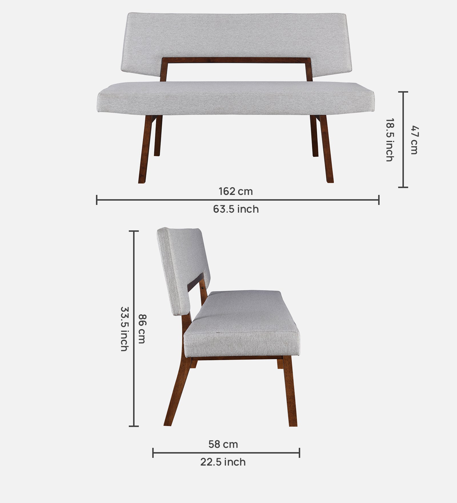Lillian Solidwood Six Seater Dining Bench in Walnut Colour