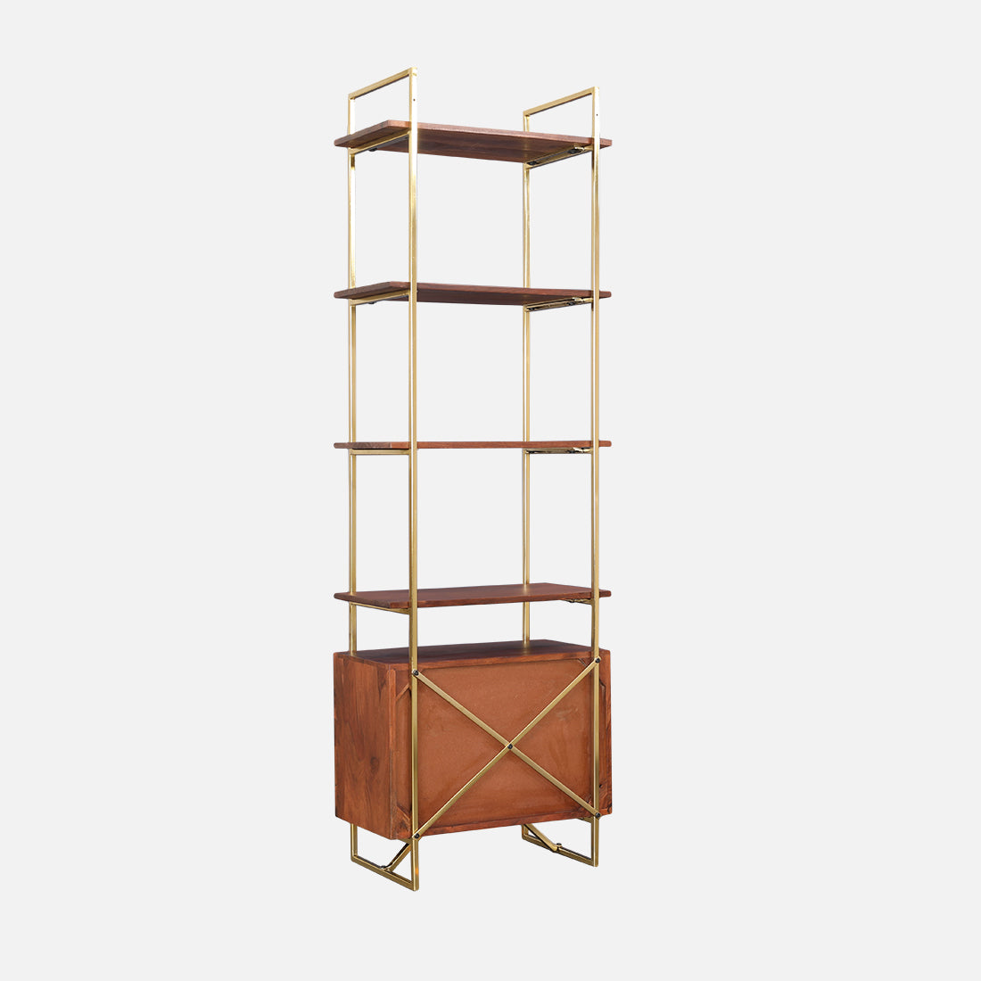 Alviya Book Shelves in Natural & Gold Colour