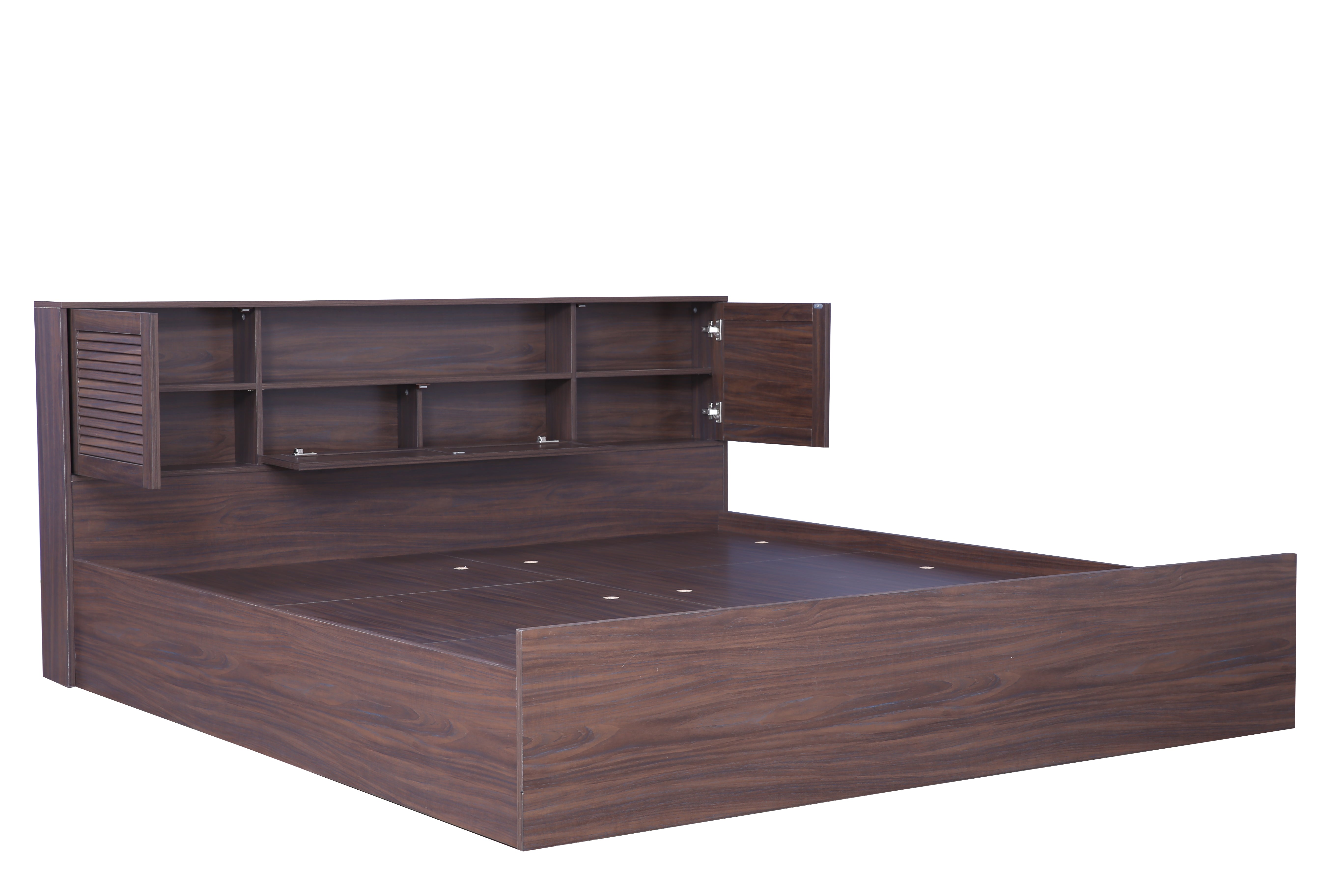 Bolton Queen bed with Box storage in Walnut Colour