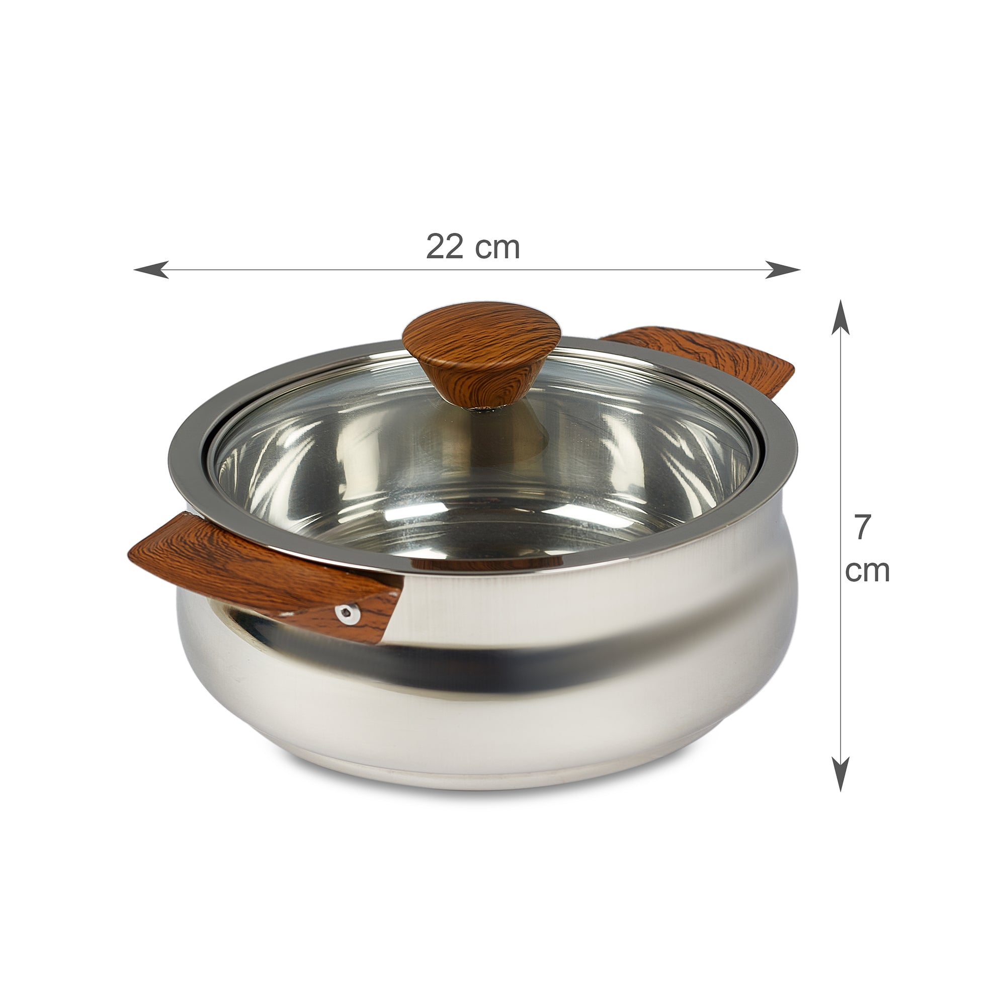 Sapphire Stainless Steel Meal Serve Casserole Combo Set of 2 in Silver & Wooden Finish Colour by Living Essence