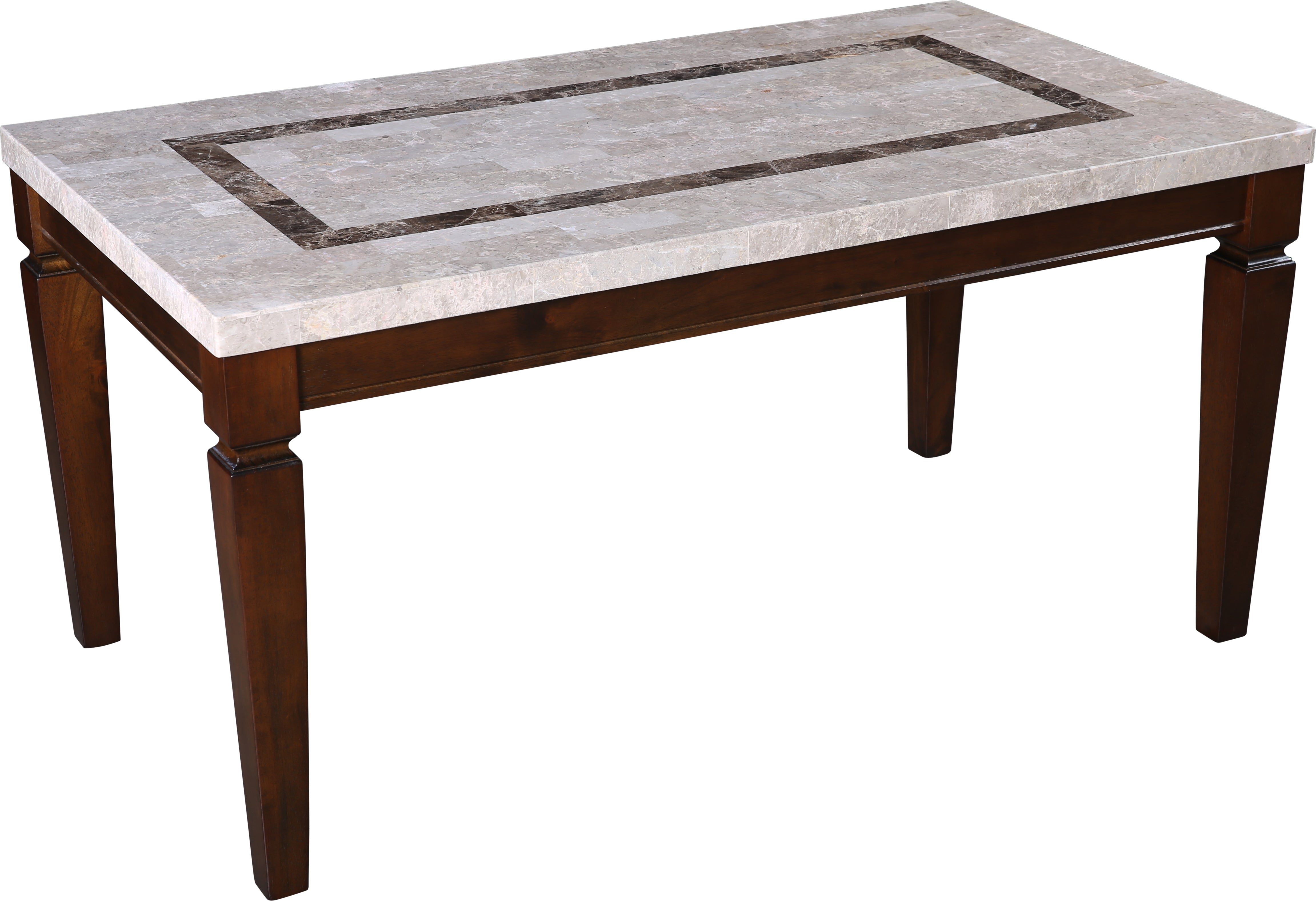 Bliss Marble Top 6 Seater Dining Table with Inlay in Beige Colour