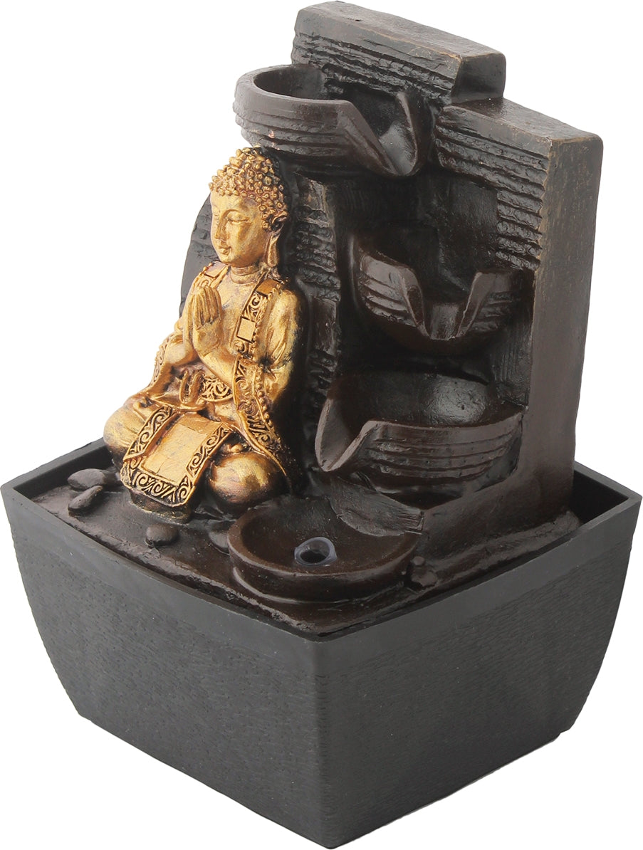 Impression Polyresin Buddha 3 Drop Fountain in Gold Colour