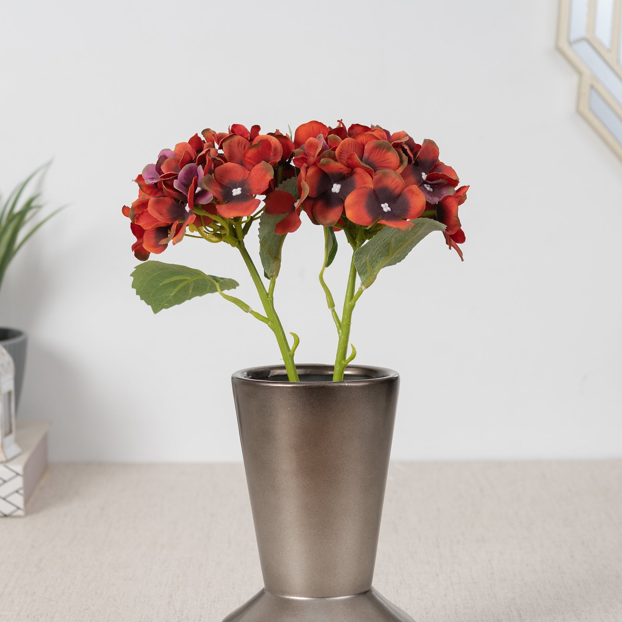 Elora  Red Hydrangea Faux Flower 29 Cm in Red Colour