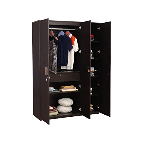 Tiago Engineered Wood Three Door Wardrobe in Wenge Colour