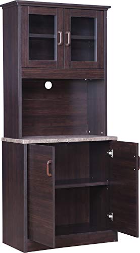 Murano Marble Finish Top Crockery Cabinet in Wenge Colour