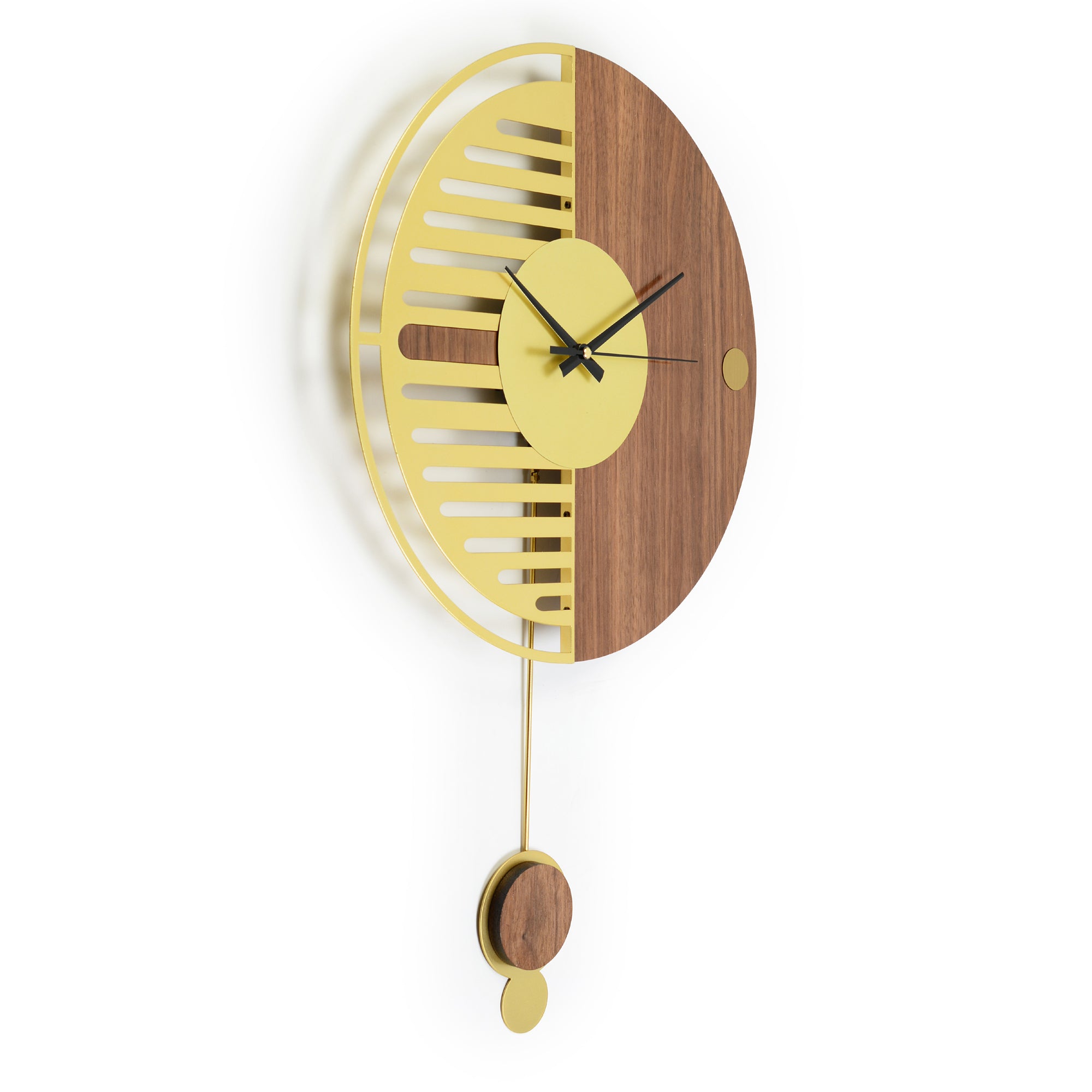 Rhythm Metal And Engineered Wood Simplica Pendulum Wall Clock in Brown Colour