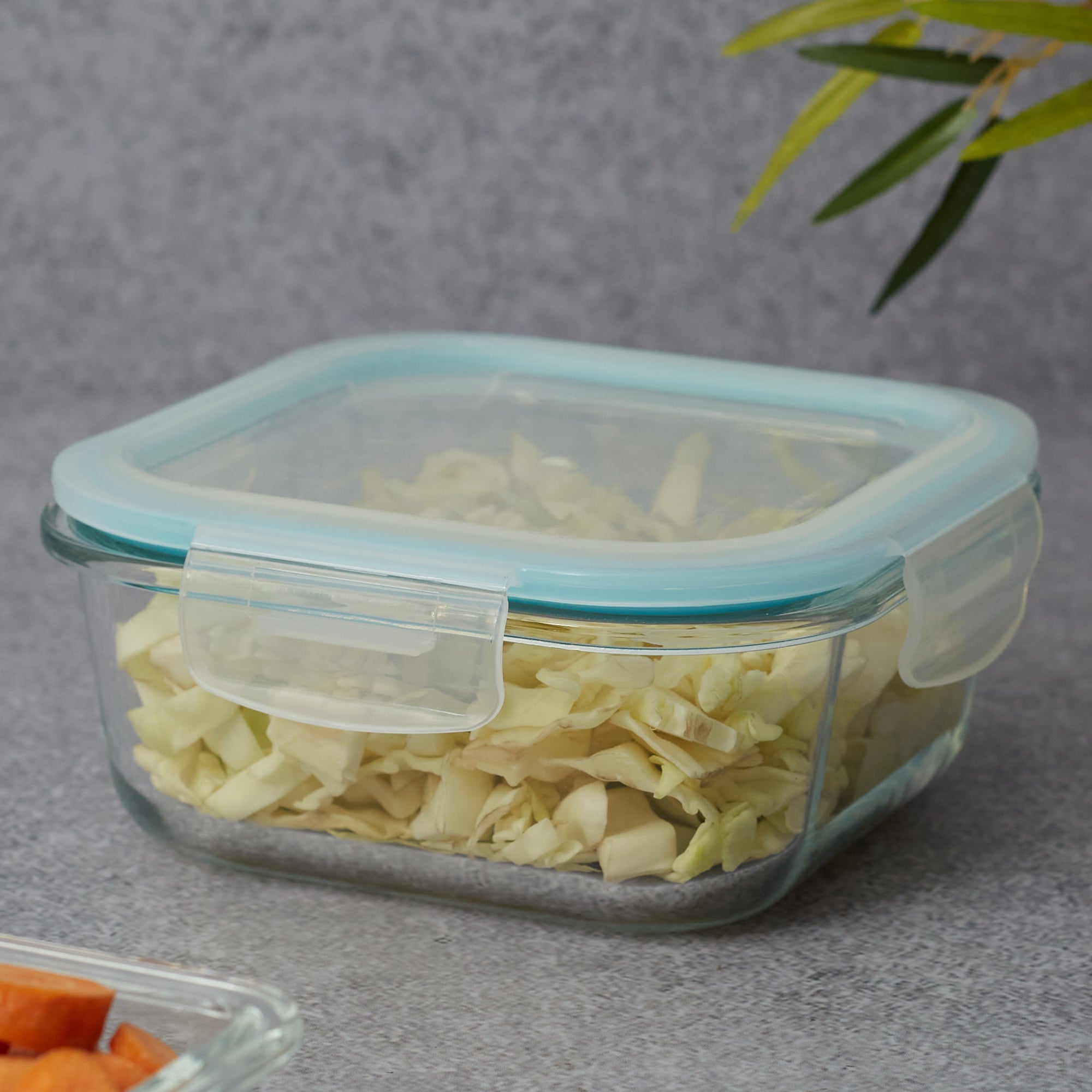 Robust Glass Square Container with PP Lid 800ML in Transparent Colour