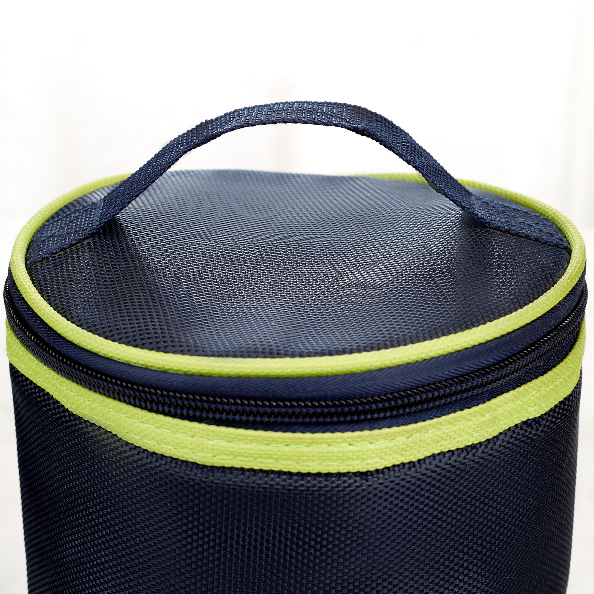 Boston Borosilicate Glass Microwave Safe Round Lunch box 400ml Set of 3 + Carry Bag in Blue Colour