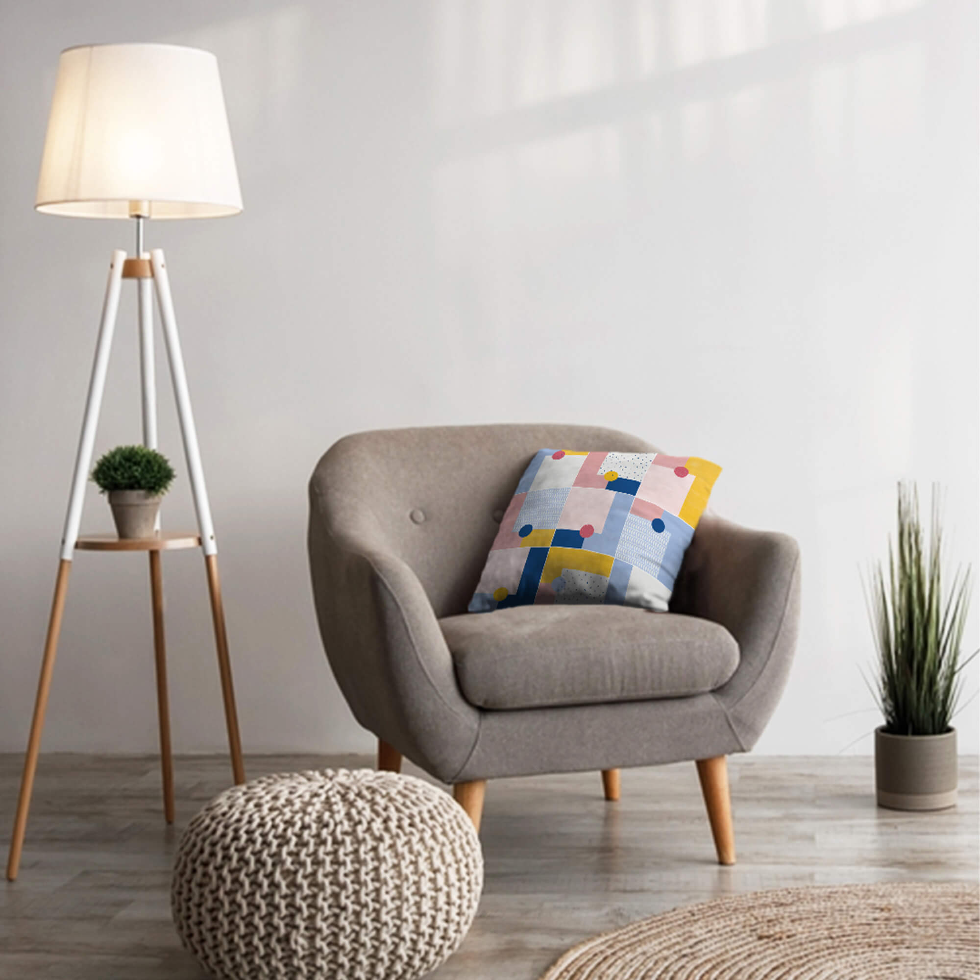 Pop Modern  Reversible Tiled Digital Cushion Cover 40x40 Cm in Blush Colour