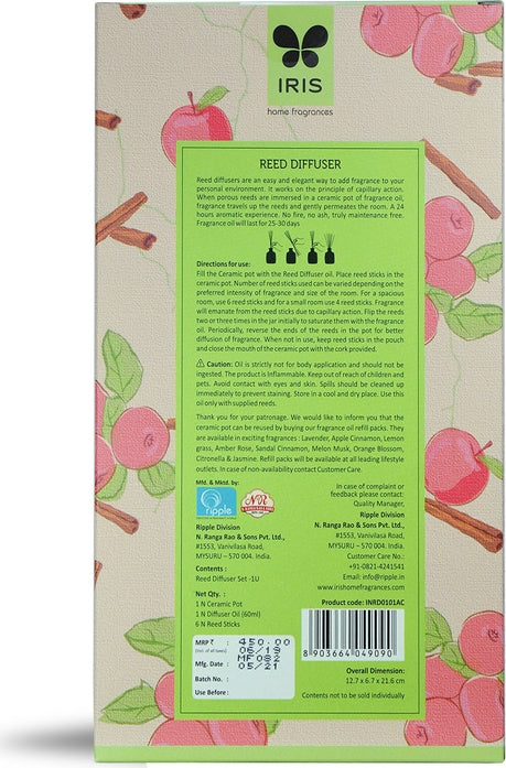 Reed Diffuser Set Ceramic With Reeds in Apple Cinnamon Colour