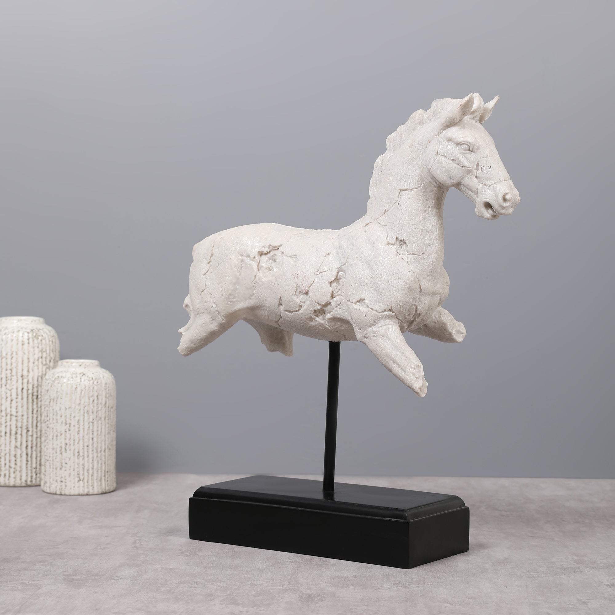 Miraya Horse on Stand Figurine White 42cm by Living Essence