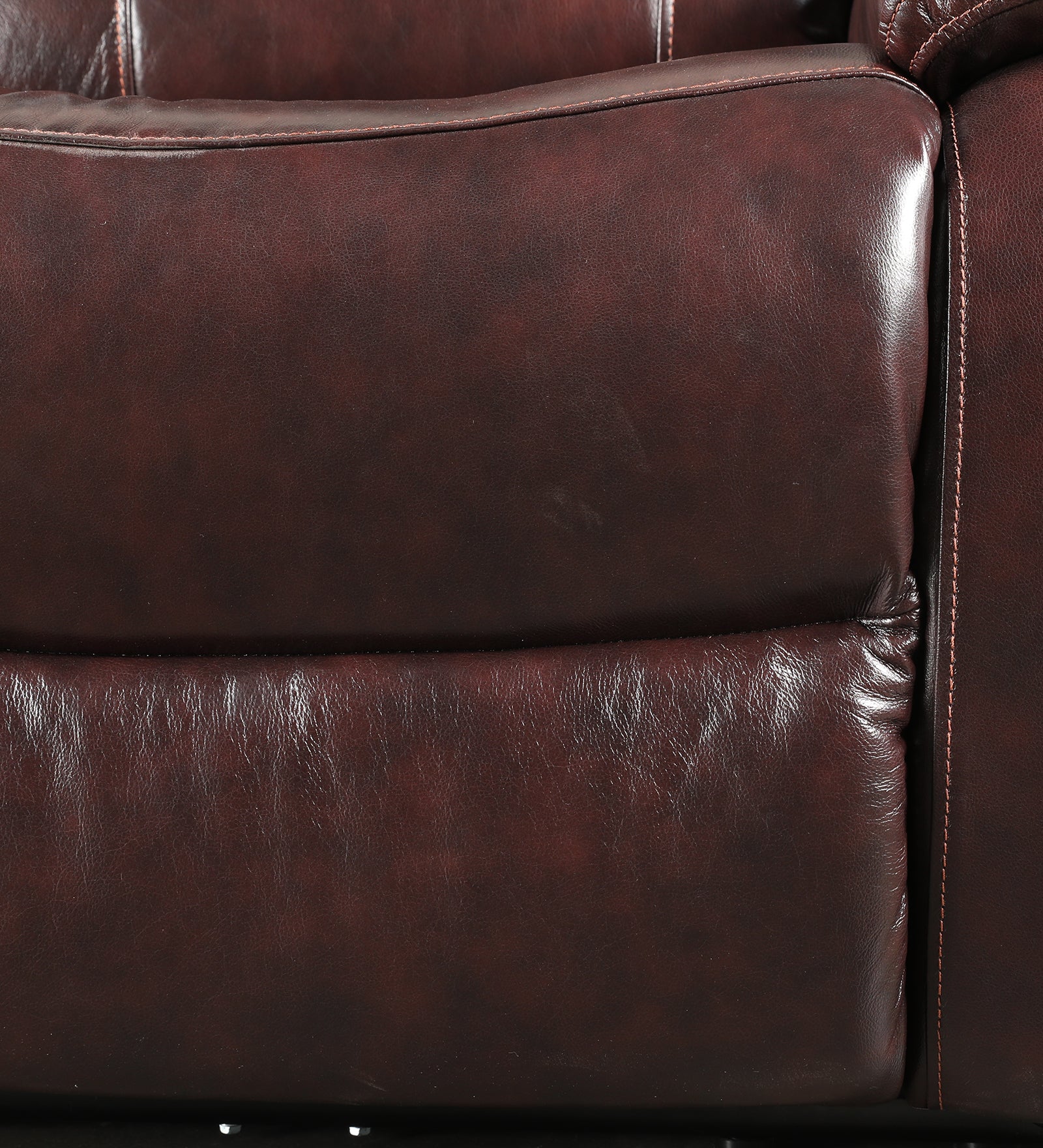 Rhine Half Leather Three Seater Electric Recliner in Brown Colour