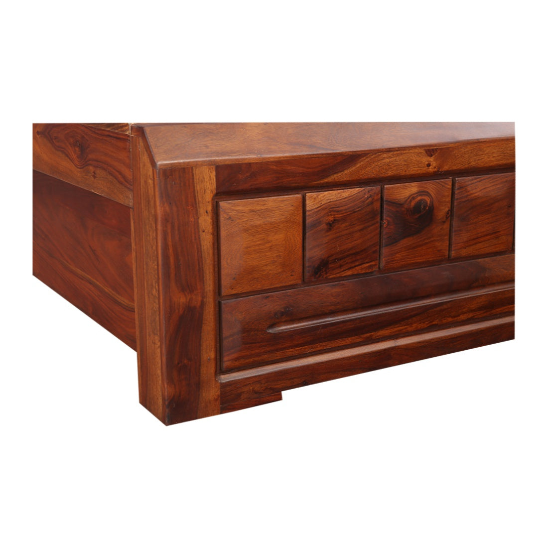 Woodrow Sheesham Wood(Rosewood) King bed with Hydraulic storage in Honey Colour