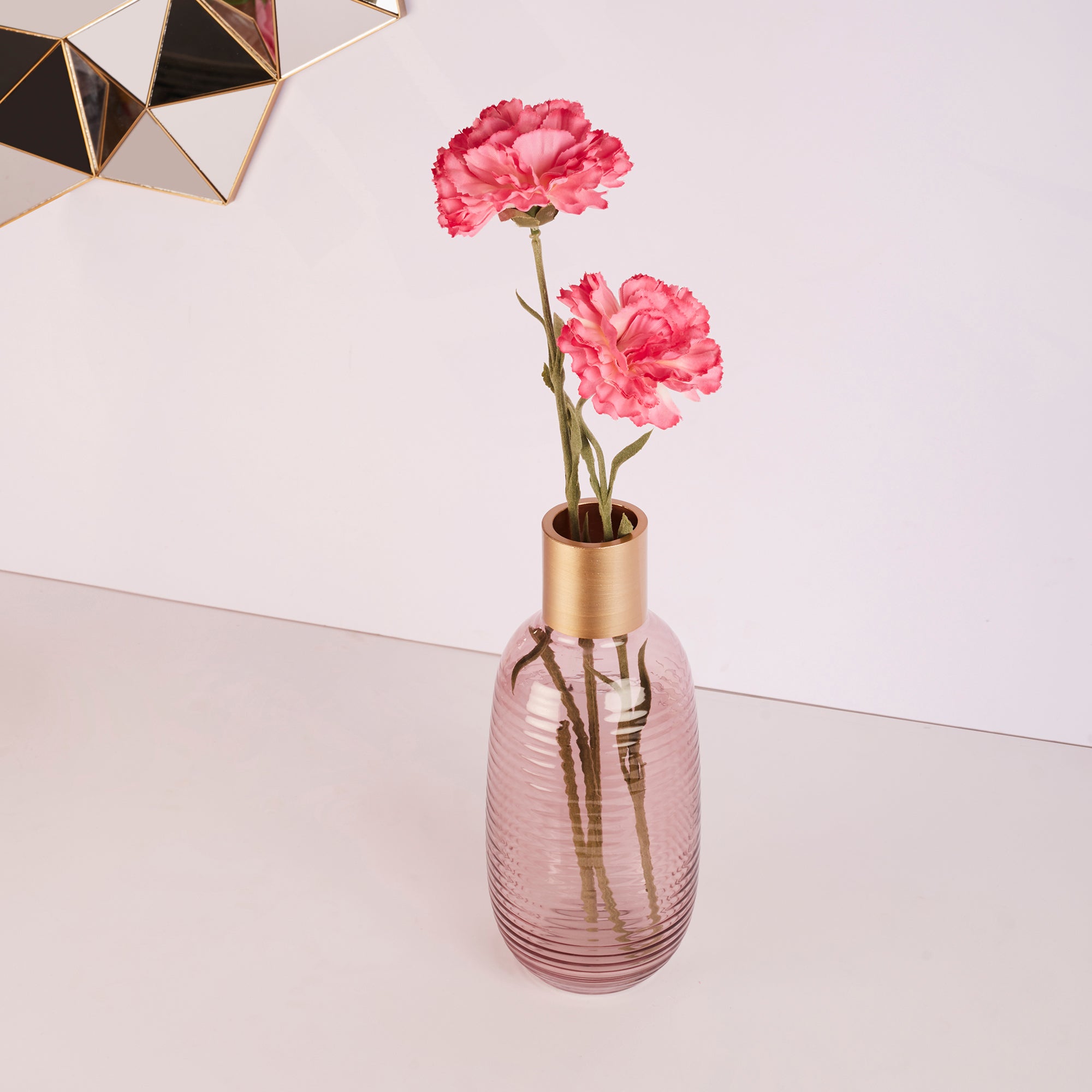 Alena Pot Glass Vase 26Cm in Blush Colour