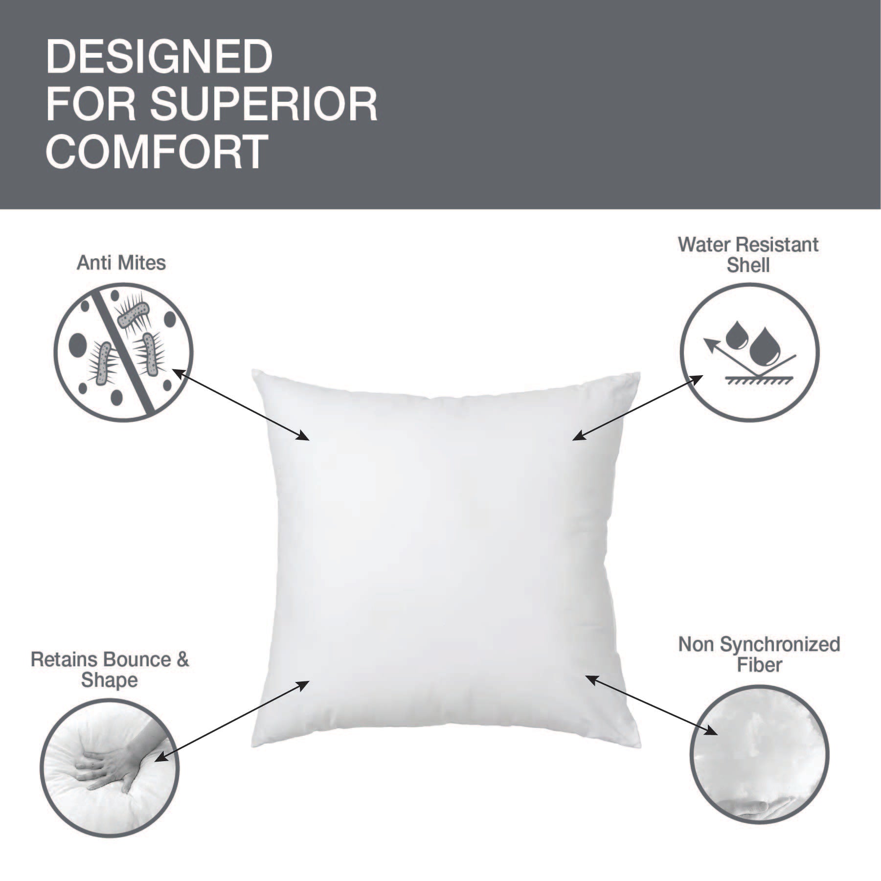 Stylo Cushion Filler 40X40 Cm in White Colour