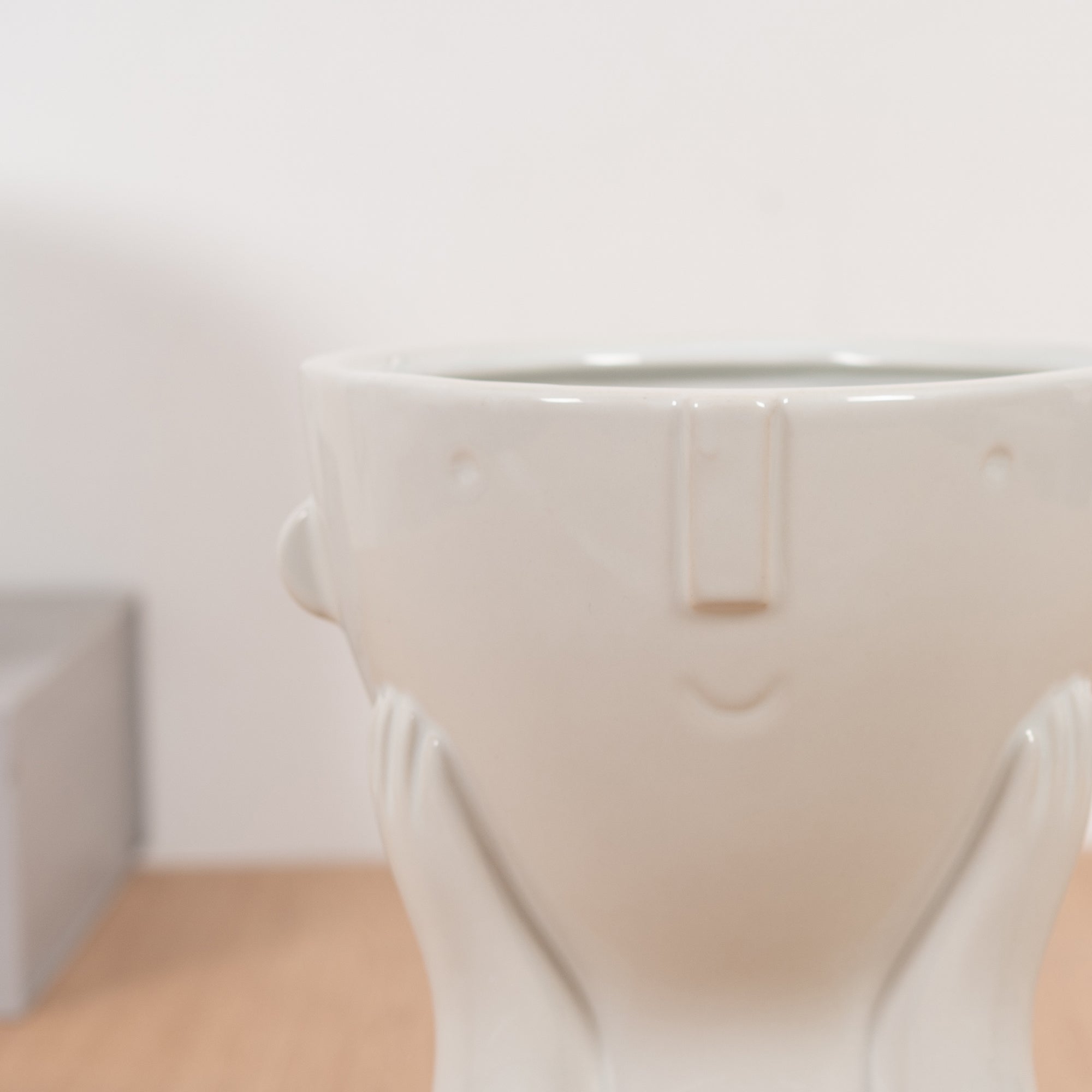 Alura Milan Resting Face Ceramic Planter 20Cm in White Colour