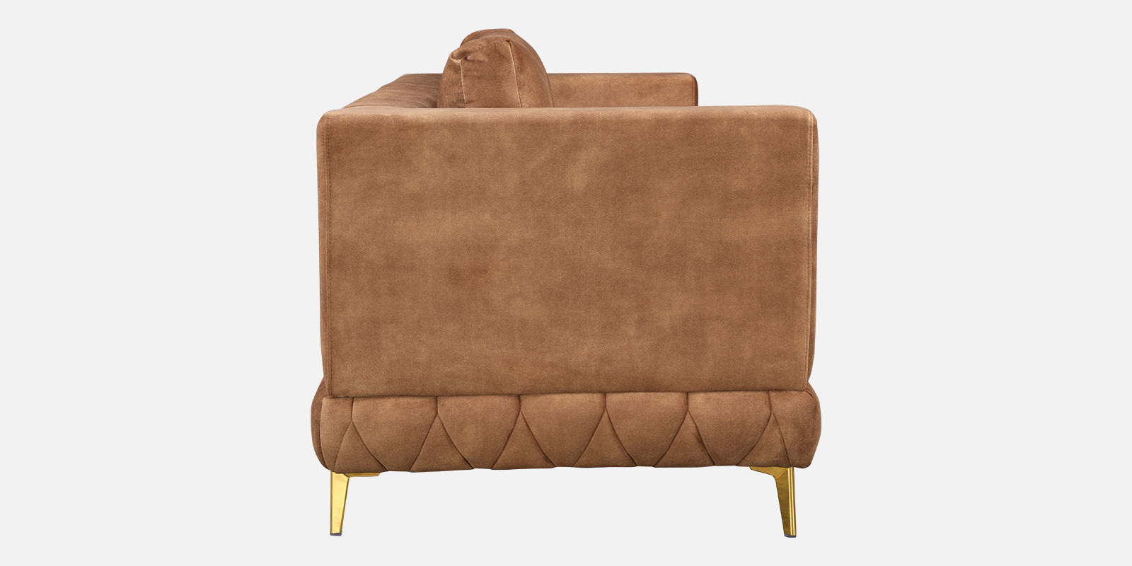 Plume Velvet Fabric Three Seater Sofa in Brown Colour