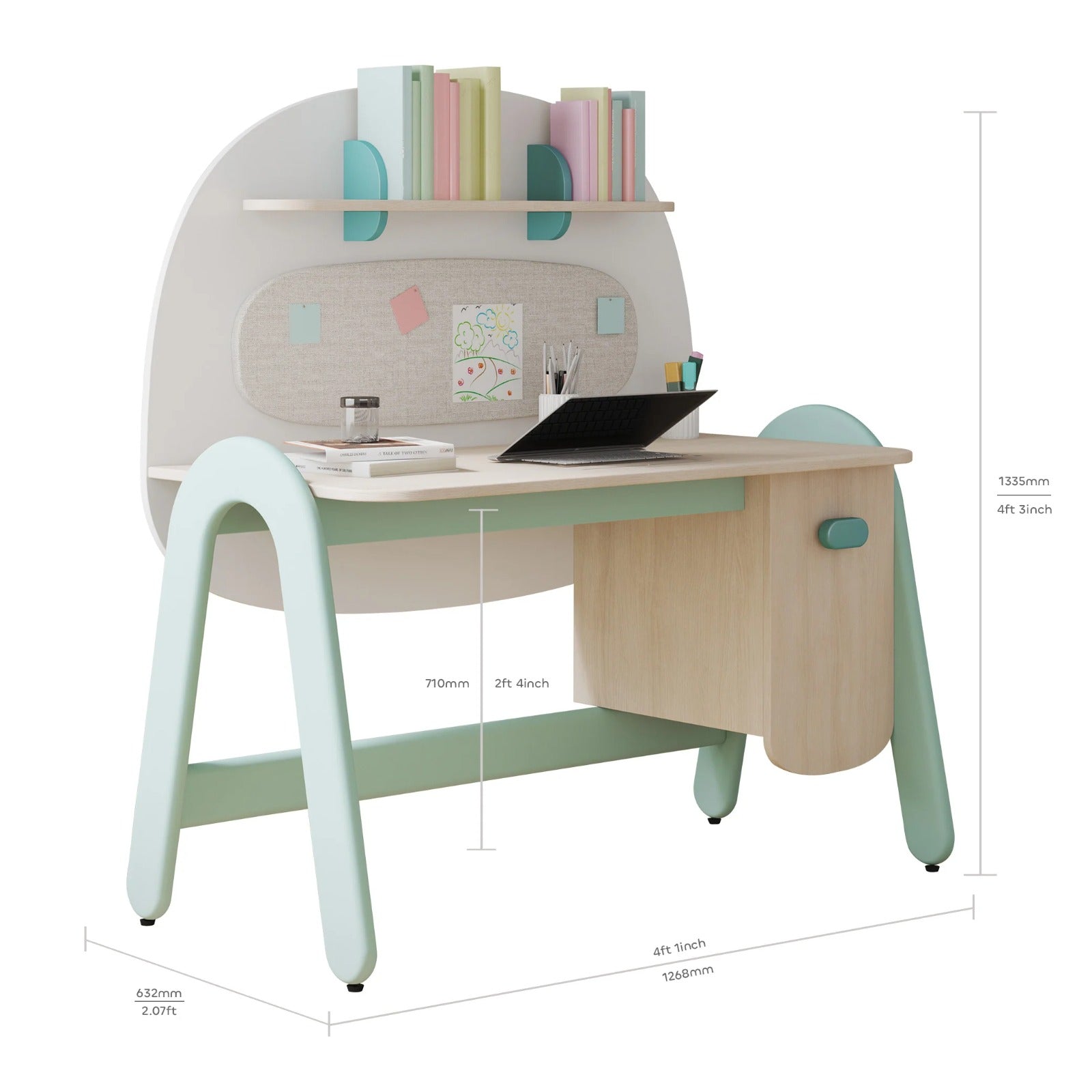 Squircle Study Table in Teal Colour